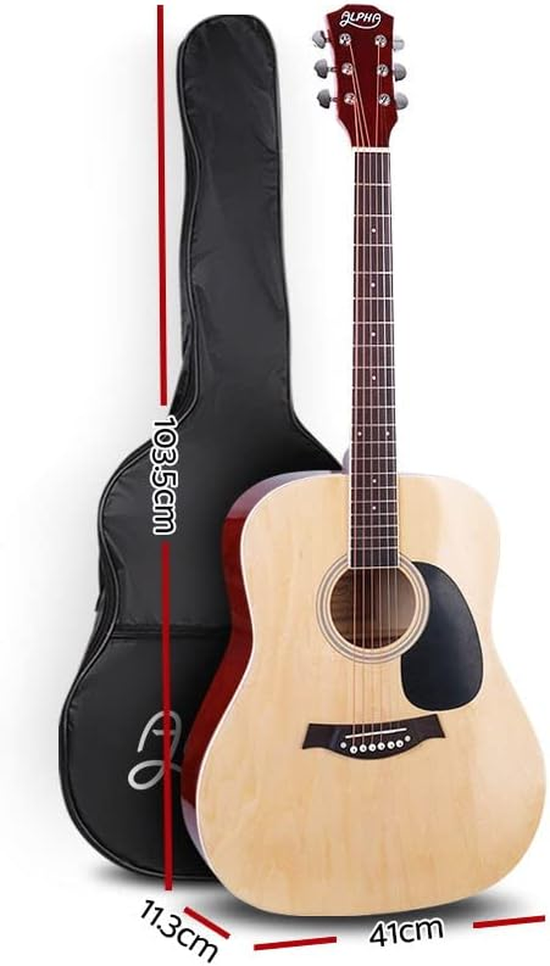 41 Inch Acoustic Guitar Wooden with Carry Bag ALPHA - Natural - 41" Natural image number 3