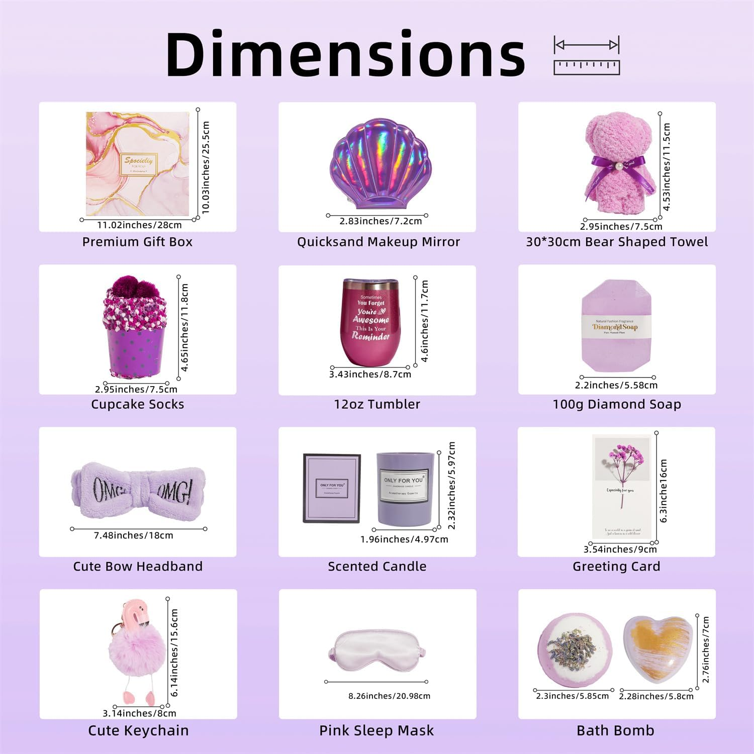 Women Birthday Gifts Ideas, 13 Pieces Self Care Gift Package for Female Friend BFF Mom Girlfriend Wife Daughter Sister Grandma, Relaxing Gift Basket Include 12Oz Wine Tumbler with Lid and Straw image number 2