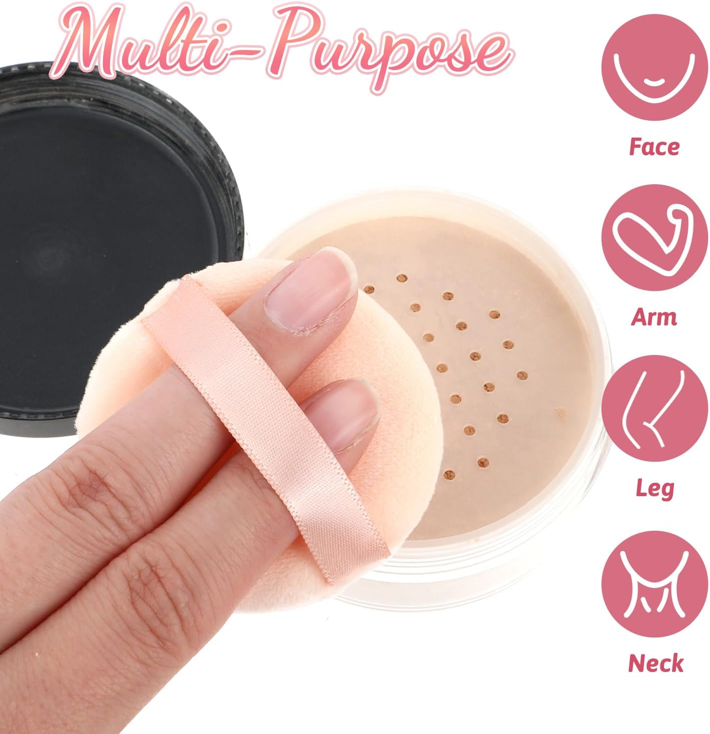 LXUEJIE Pack of 6 Loose Powder Puff round Powder Puff Makeup Cotton Powder Puff Face Sponge Cushion Puff round Velour Face Sponge for Foundation Blush Loose Setting Powder