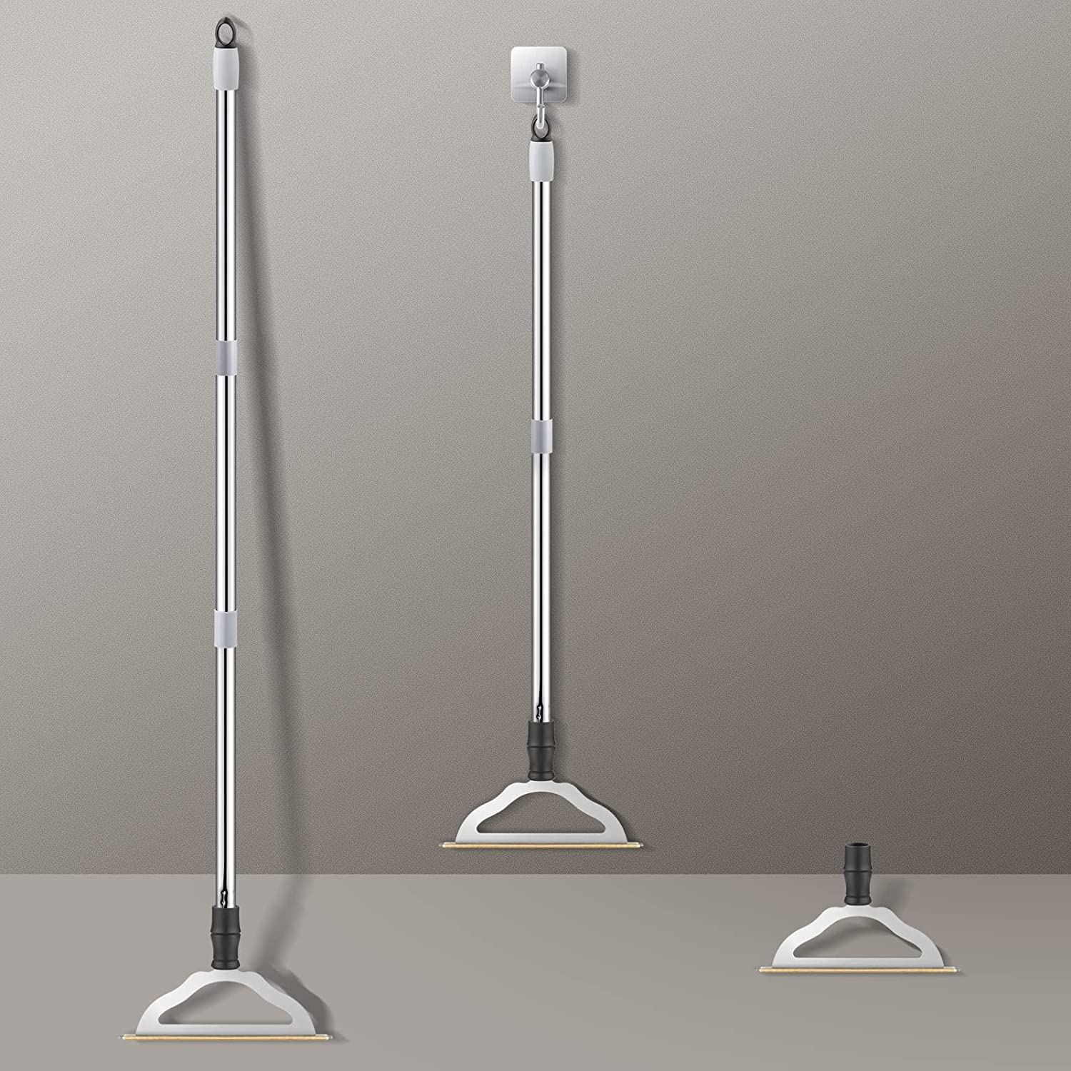 Hold a Star 47'' Long Handle Carpet Rake Pet Hair Remover,Reusable Large Metal Lint Remover Brush for Embedded Fur Removal from Low Pile Rugs Stairs,Carpet Scraper Dog Cat Broom,Silver,(Hs-L008) image number 1