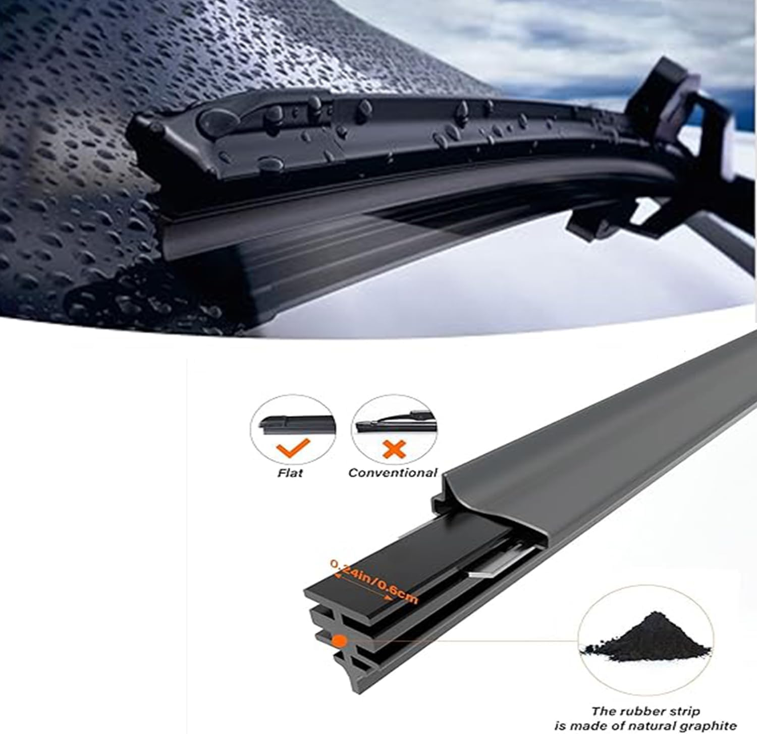 Roczential 28" Wiper Blade Refill (2-Pack) &ndash; Universal Frameless Wiper Blades, 11Mm X 6Mm Fit, Silicone Replacement for Most Cars, Trucks & Suvs image number 5