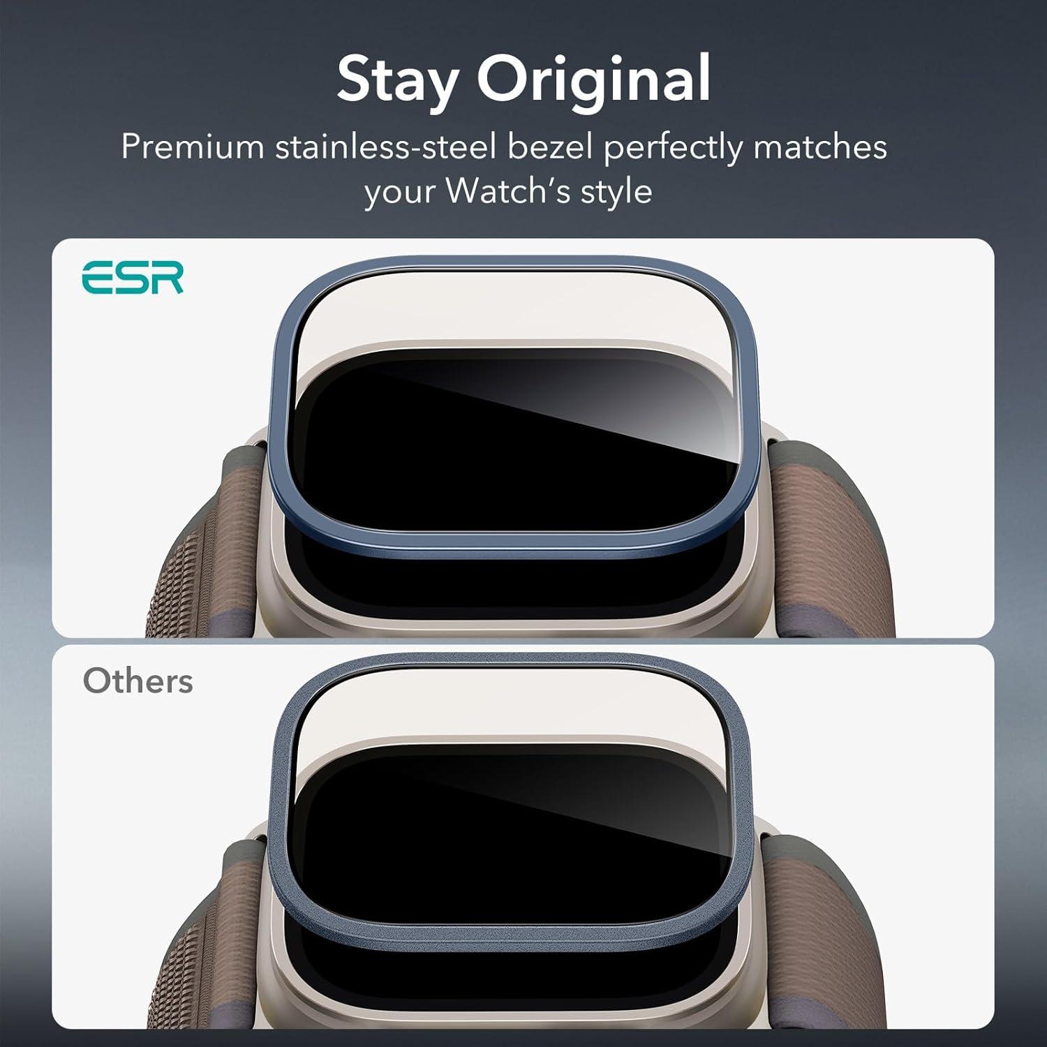 ESR Armorite Screen Protector for Apple Watch Ultra 3/2/1 (2025/2024/2023/2022, 49 Mm), Military Grade Protection, Tempered Glass Protector with Aluminum Alloy Frame, 2 Pack, Blue image number 2