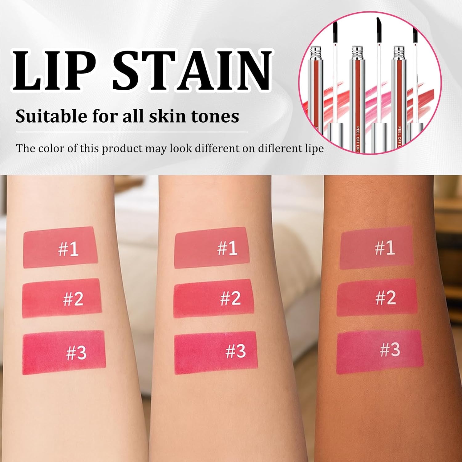 3-Pcs Lipsticks for Women, Long-Lasting Lip Tint & Lip Stain Peel Off, Matte Waterproof Formula for Daily Makeup & Special Occasions, Giftable Lip Contour Kit image number 5