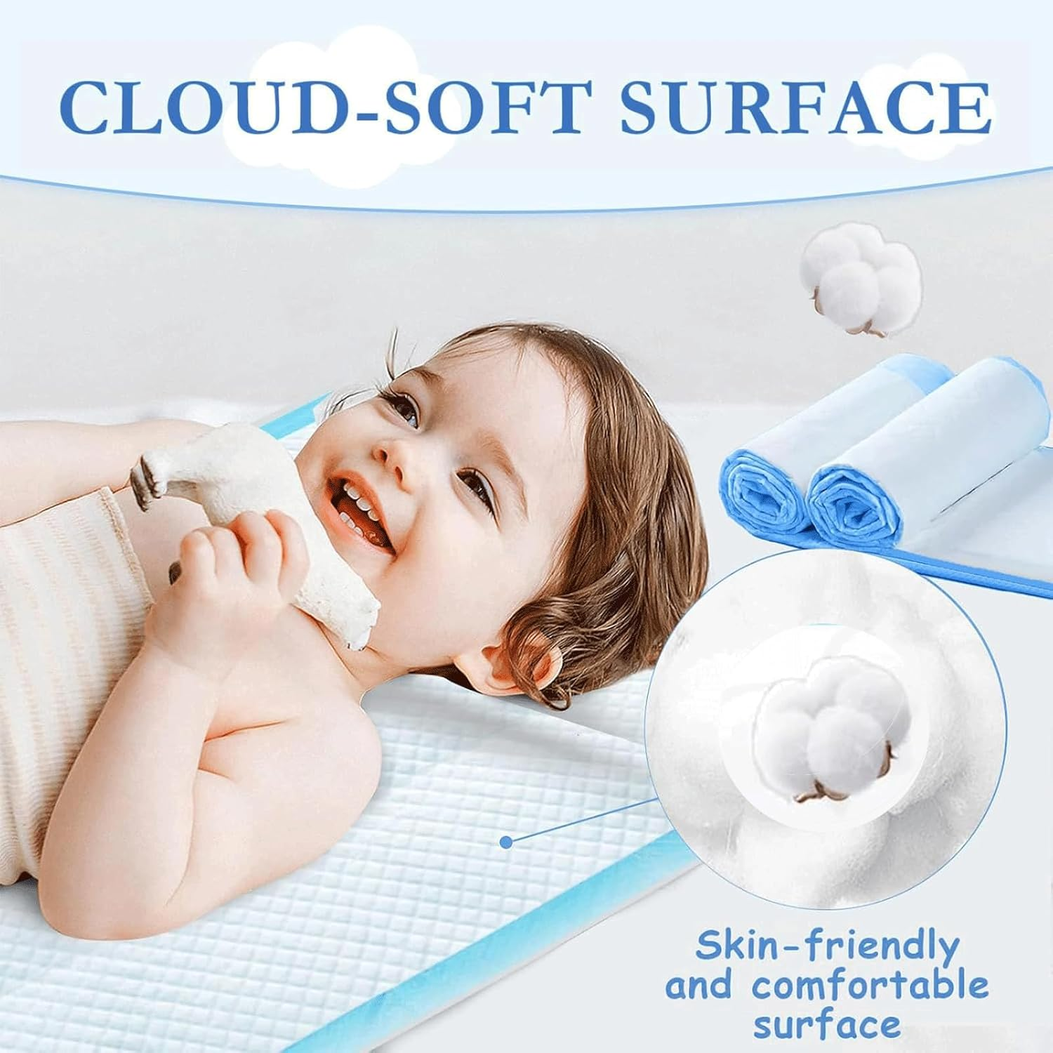 100 Pack of 33 * 45CM Disposable Urine Pads with Quick Drying and Leakproof Features,Super Absorbent Protection Disposable Underpads for Diaper Changes, Bed and Table Protection