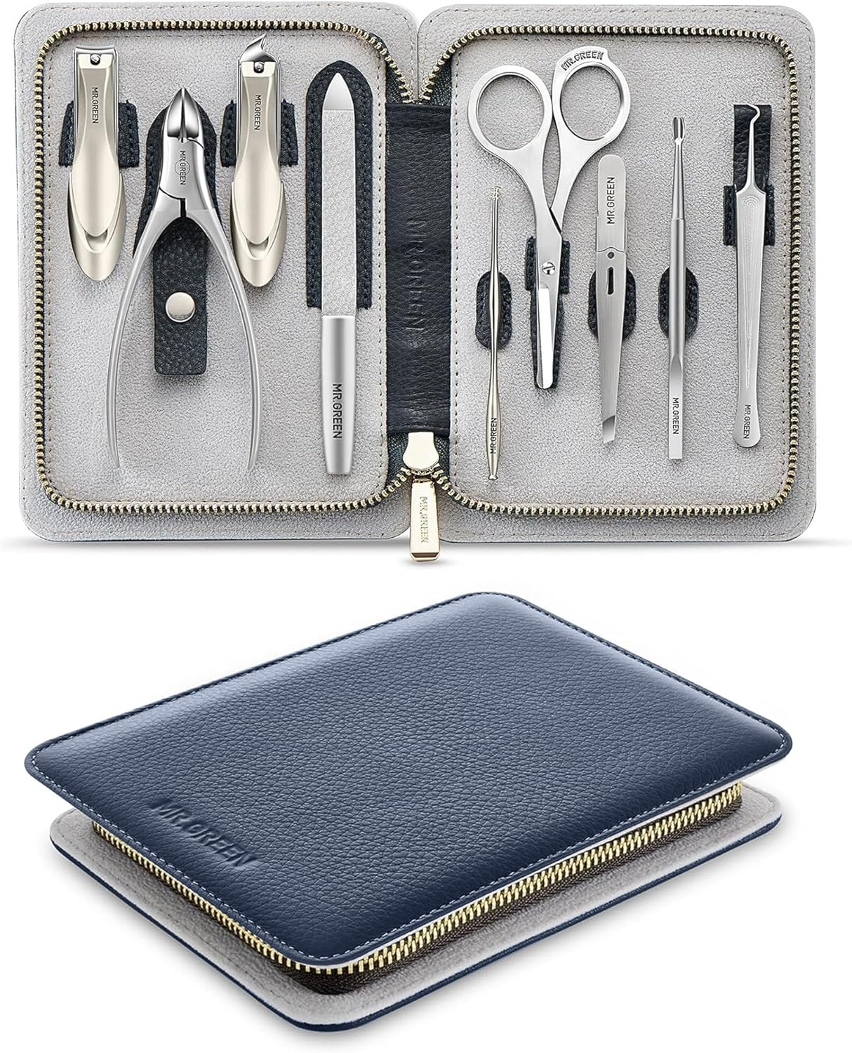 MR.GREEN Manicure Set 9 in 1,Professional Pedicure Kit,Stainless Steel Manicure Kit,Portable Travel Grooming Kit Nail Care Tools,Nail Clippers Pedicure Tools image number 1