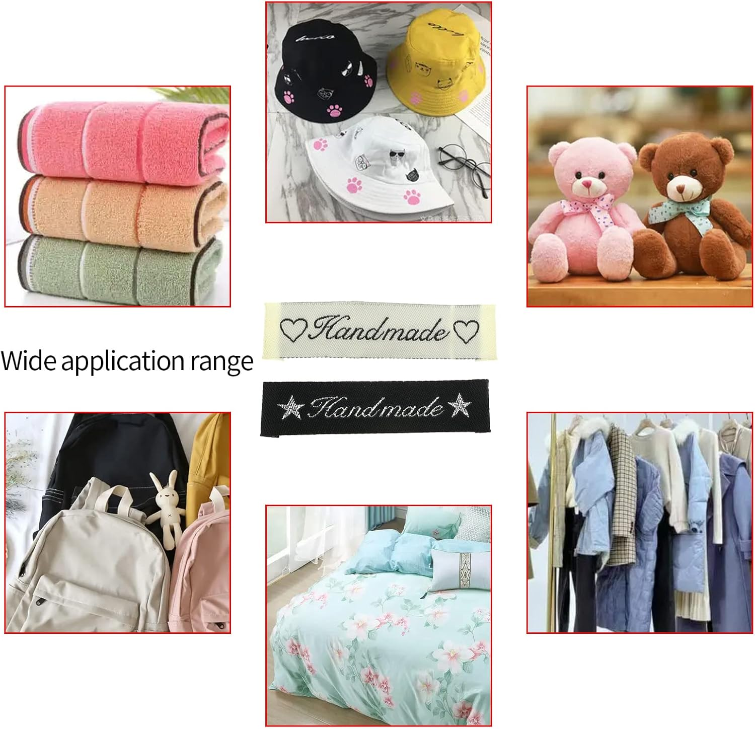 VGOL 200PCS Handmade Fabric Labels Garment Tags Sewing Clothes Textile Labels Handmade Clothing Decoration Accessories 60X15Mm image number 5