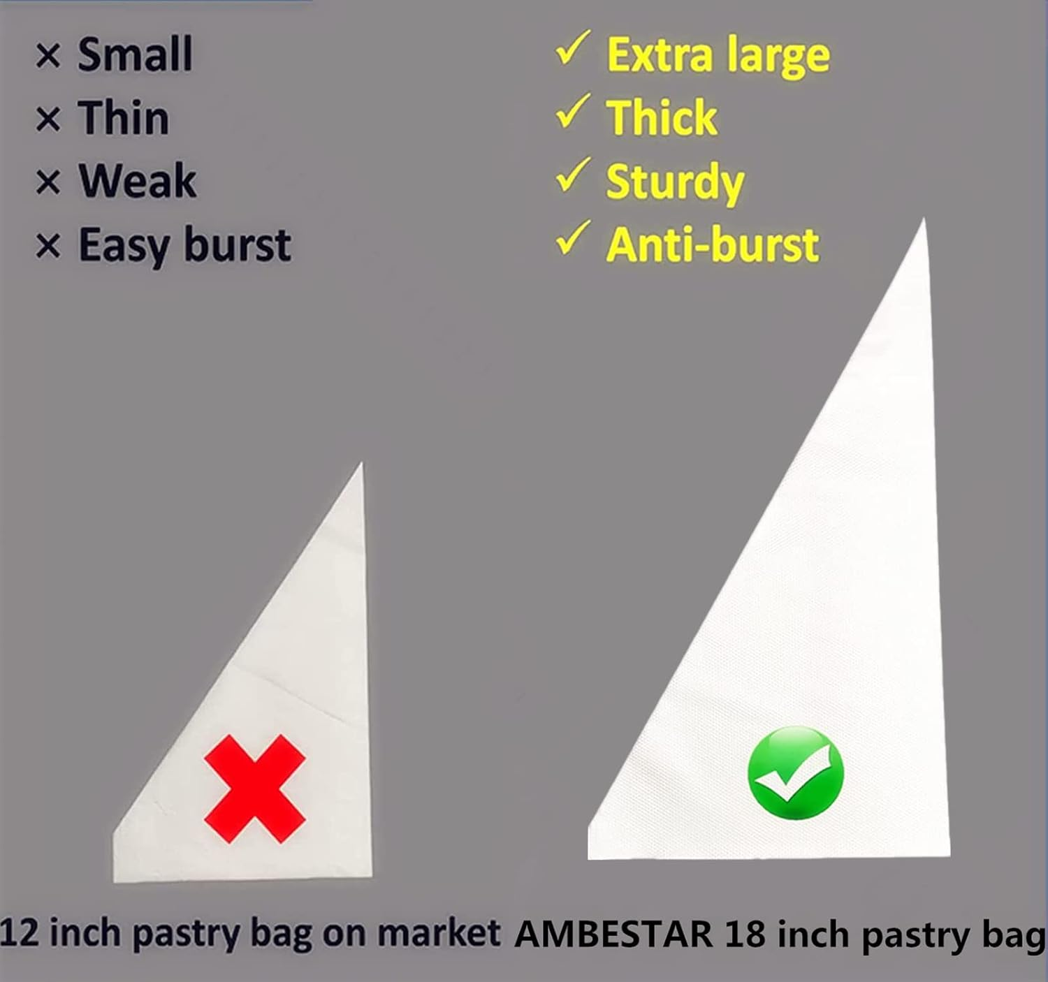 18 Inch Tipless Piping Bags for Royal Icing, Extra Thick anti Burst Decorating Bags Butter Cream Cookies Decoration, Perfect for Professional Baking Lover image number 1