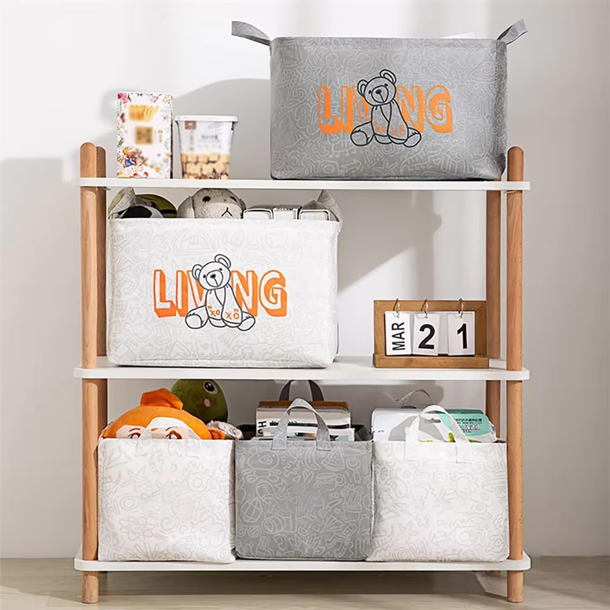 AIMALL Clothes Storage Box with Drawstring Closure Large Wardrobe Organiser for Clothes, Toys, and Sundries, Collapsible with Soft Handles