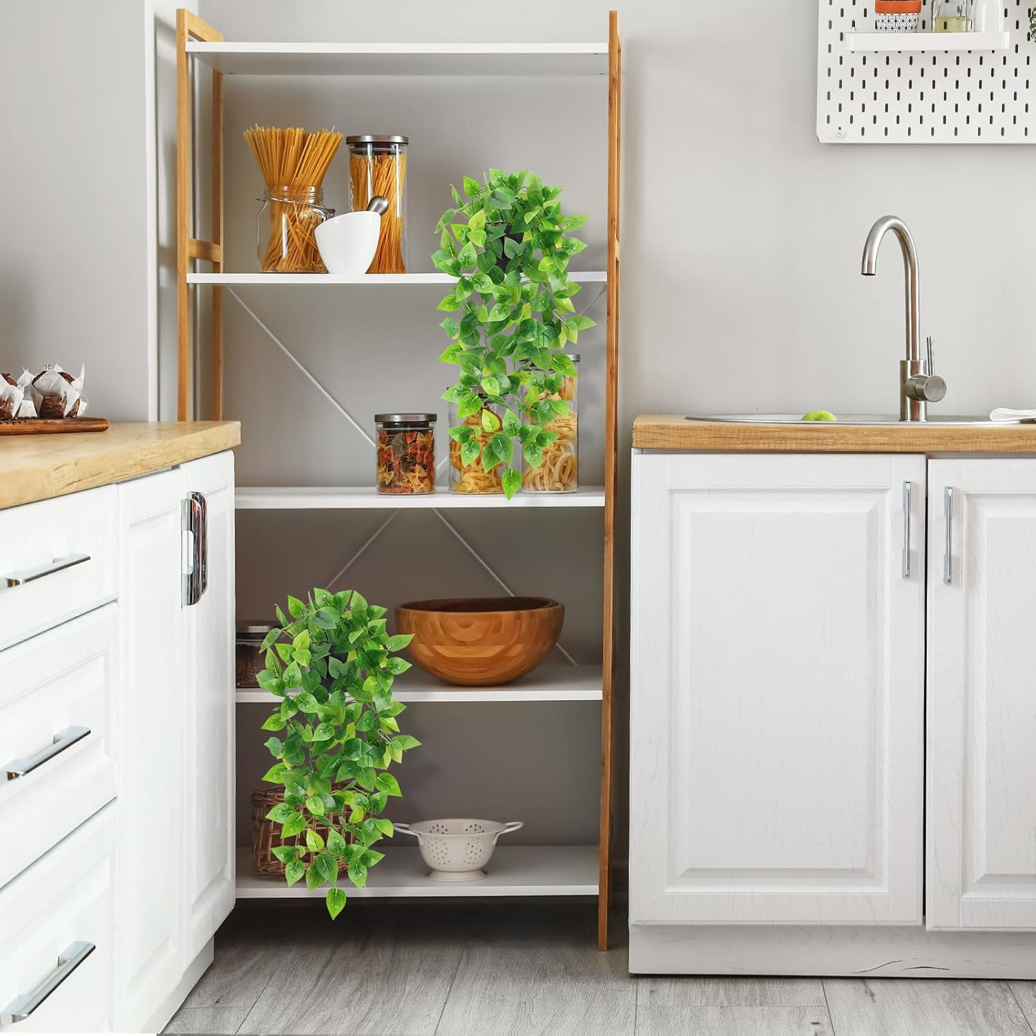 WXBOOM 2 Pcs Fake, Artificial Potted Plant Artificial Ivy Vine Plant Hanging Plant Pothos for Home Office Indoor Outdoor Garden Decor image number 1