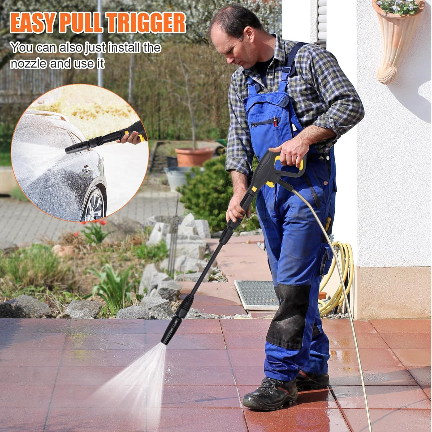 YUET Pressure Washer Quick Connect Trigger Gun with Wand Dirt Lance Adjustable Spray Nozzle, Fit for Karcher 2009 or Later K Series K2 K3 K4 K5 K7 Cleaning Hose Quick Release System, 2175PSI / 150Bar image number 5