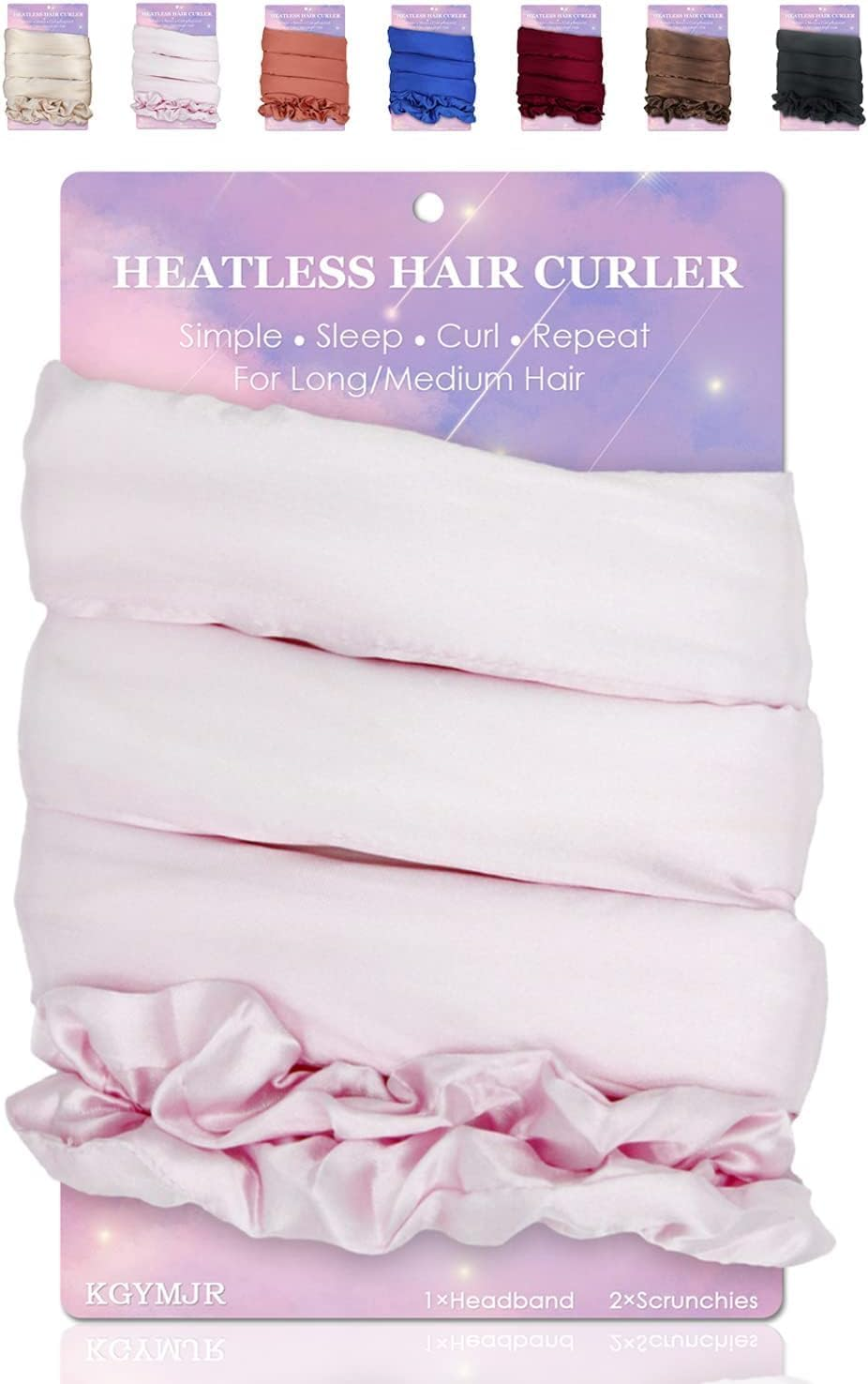 Satin Heatless Curler Set, Soft No-Damage Pearl Cotton Curling Rod Headband for Long Hair, Overnight Styling Tool with 2 Hair Loops DIY Rollers (Blue)