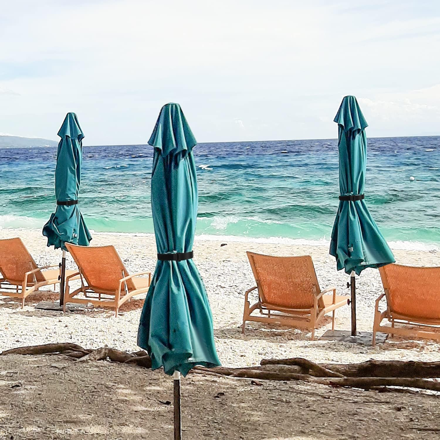 KINBOM 6 Piece Umbrella Strap Clip for Parasol Reusable Umbrella Strap Hook and Loop Strap for Adjustable Parasol Clip Nylon Parasol Accessories image number 4