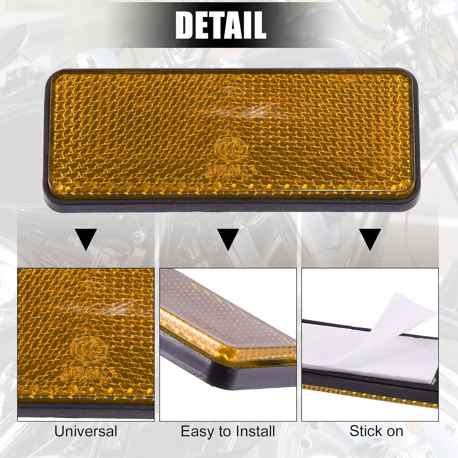 X AUTOHAUX 4 Pcs 87X32Mm Orange Plastic Universal Rectangular Reflective Warning Reflector with Adhesive Tape for Motorcycle Bike - Green image number 3