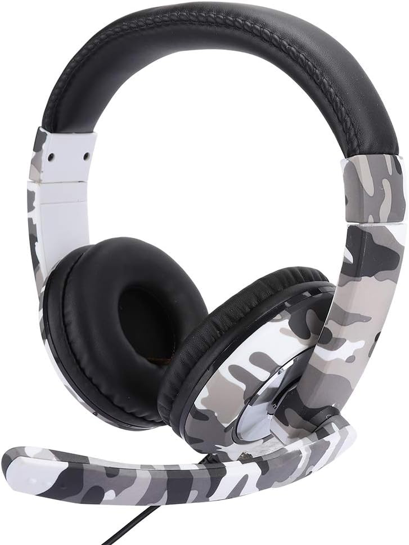 PC Gaming Headphone,3.5Mm Plug Ergonomic Head-Mounted Headset Noise Isolation Gaming Earphone for PS4, PC, Etc - White Camouflage image number 2