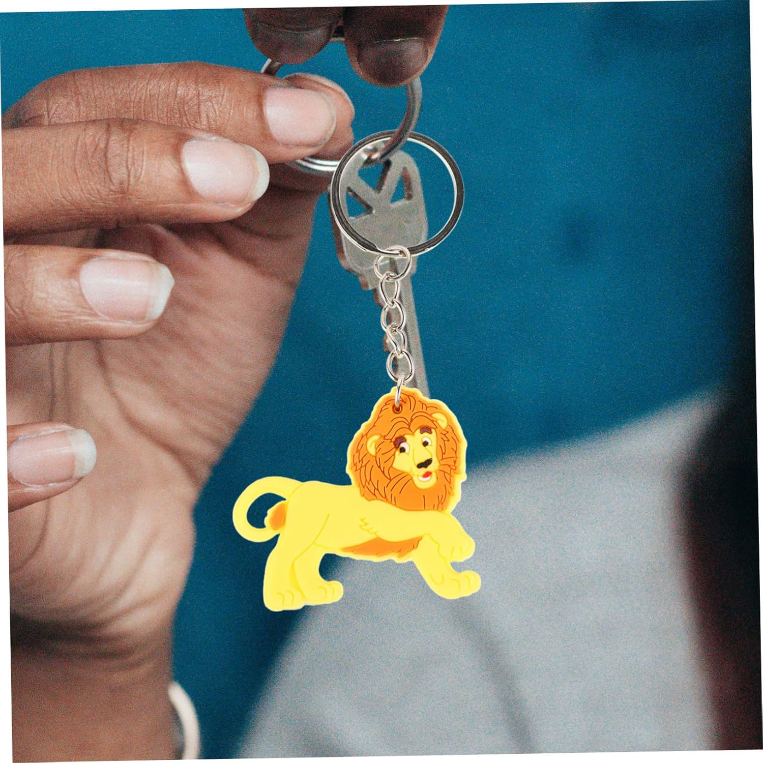 BRIGHTFUFU 12Pcs Lion Keychain Animals Key Chains Bag Furry Lion Toy Filler Stuffed Animal Lion Theme Keychains Doll Accessories Lion Charm Keychain Tail Deer Fidget Golden Zinc Alloy image number 4