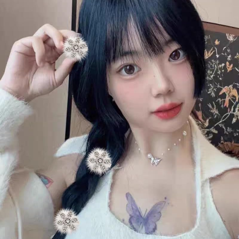 Christmas Side Hair Clips for Women Snowflake Hair Accessories for Girls Small Hair Barrettes for Fine Thin Thick Hair Xmas Fluffy Hair Clips Dance Party Hair Clip Decorative Plush Hair Clip Set 3 Pcs - Bow Side Hair Clips image number 5