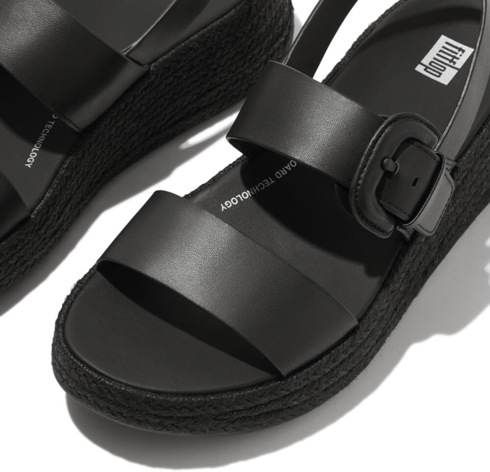 F-Mode Espadrile Buckle Leather Flatform Sandals, Women'S image number 3