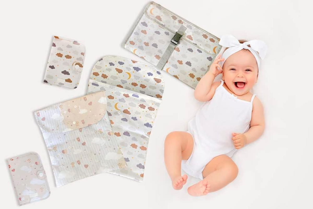 Changing Mat for on the Go Compact Changing Mat XL - Combinable Removable Changing Bag with 6 Compartments, Cloth Dispenser and Comfortable Pillow for Your Baby'S Head. - Brown image number 5