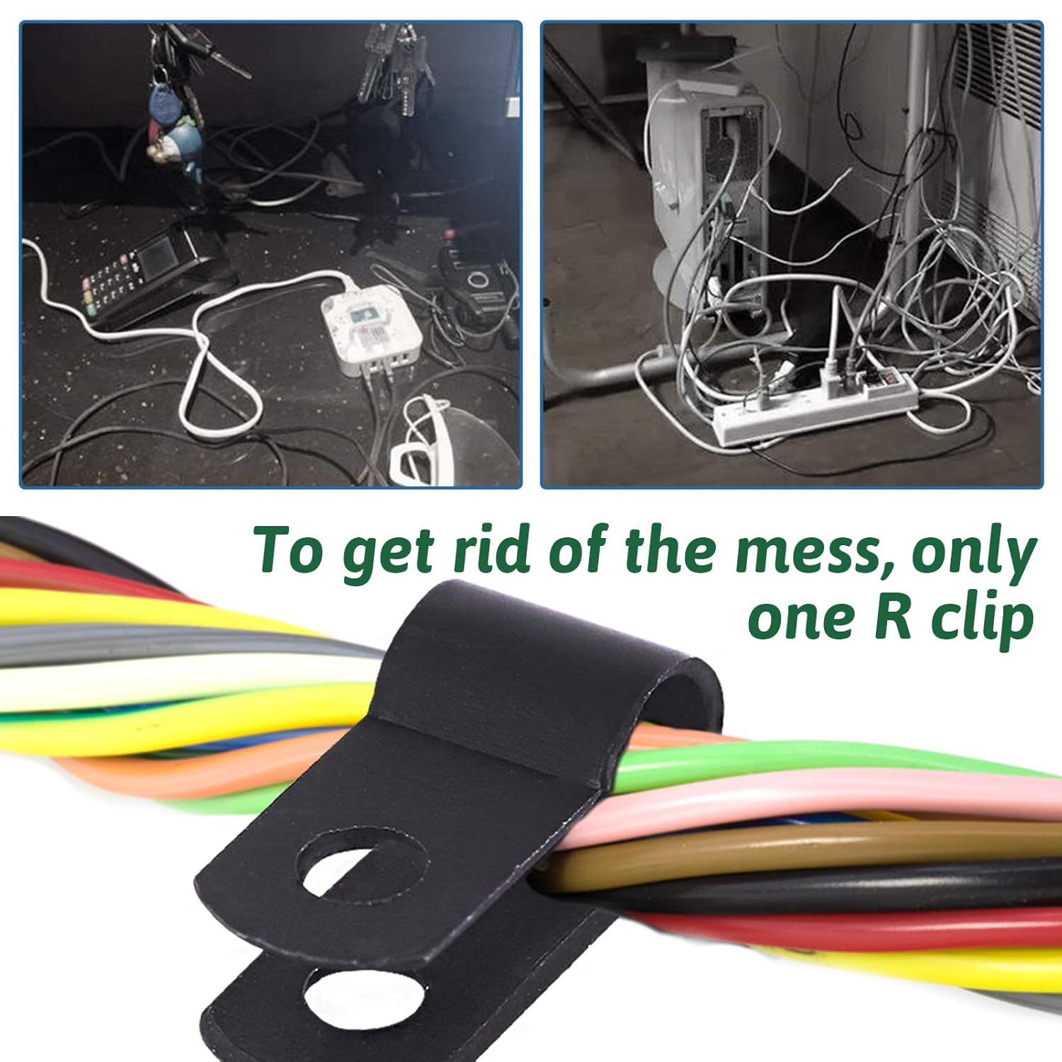 Keadic 60 Pieces 1/4 Inch Black Nylon Cable Clamps with Stainless Steel Screws, R-Type Mounting Cord Fastener Wire Clamps for Wire Pipe Management image number 6