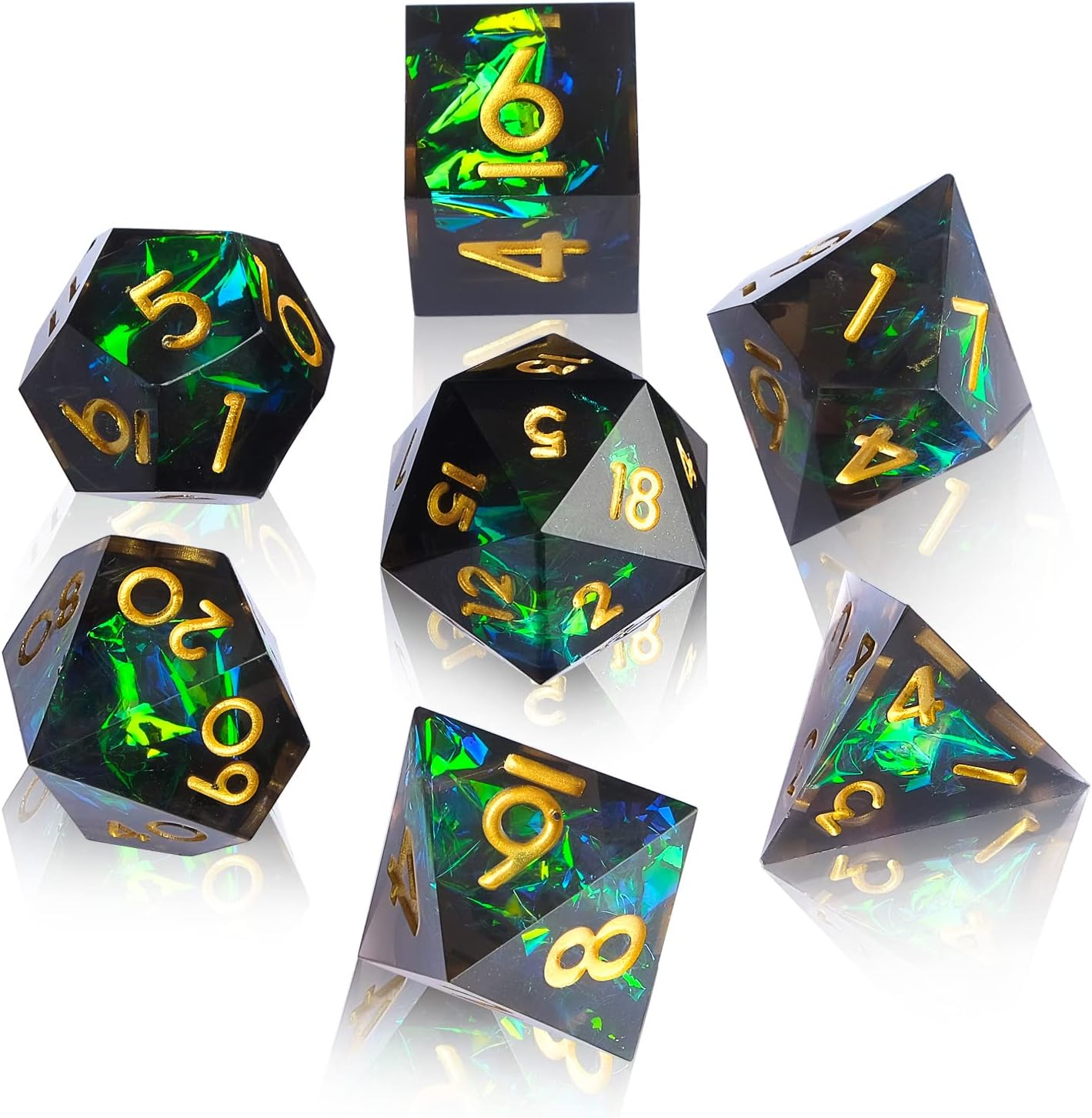 Sharp Edge DND Dice Set Handmade 7 Accessories Dice for Dungeons and Dragons TTRPG Games, Multi-Sided RPG Polyhedral Resin Sharp Edge Dice Roleplaying Games Shadowrun Pathfinder Mtg(Dark) image number 6