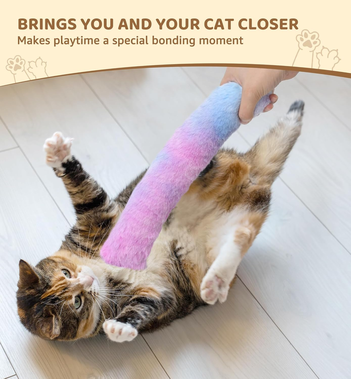 IPTPAS 3 Pack Cat Kicker Toy Pillows, Interactive Plush Toys with Catnip Inside, Soft Durable Kick Sticks Teething Chew Toy, Cat Body Pillows for Indoor Cats & Kittens, Promote Exercise, Play & Cuddle