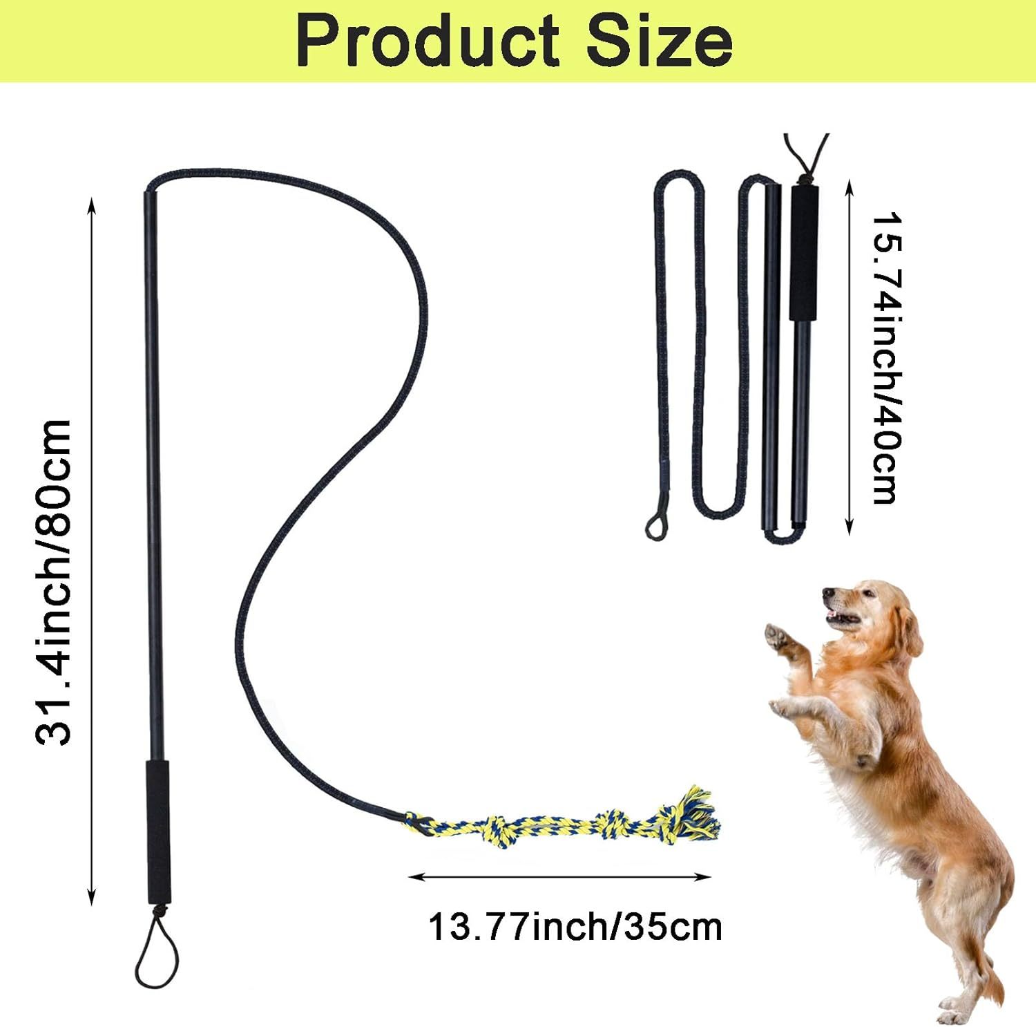 Flirt Pole for Dogs,Foldable Firt Pole,Dog Flirt Pole with 6 Chew Toy,Outdoor or Indoor Dog Rope Toy,Dog Tug of War Toy for Large,Medium,Small Dogs image number 4