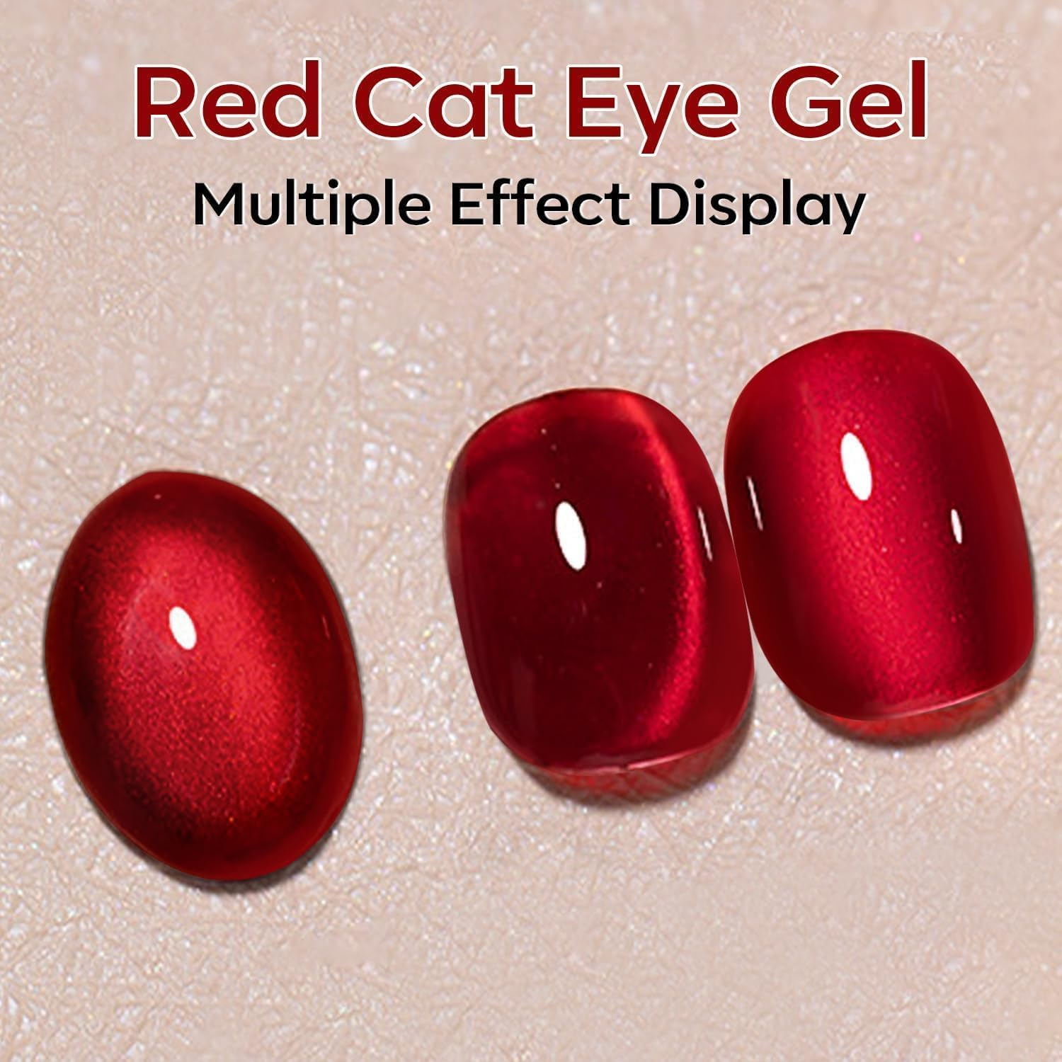 Modelones Cat Eye Gel Nail Polish,15 ML Glitter Red Gel Polish Magnetic Gel Burgundy Red Sparkle Bloody Nail Polish Reflective Translucent UV Ge Art DIY Salon for Girl Women image number 1