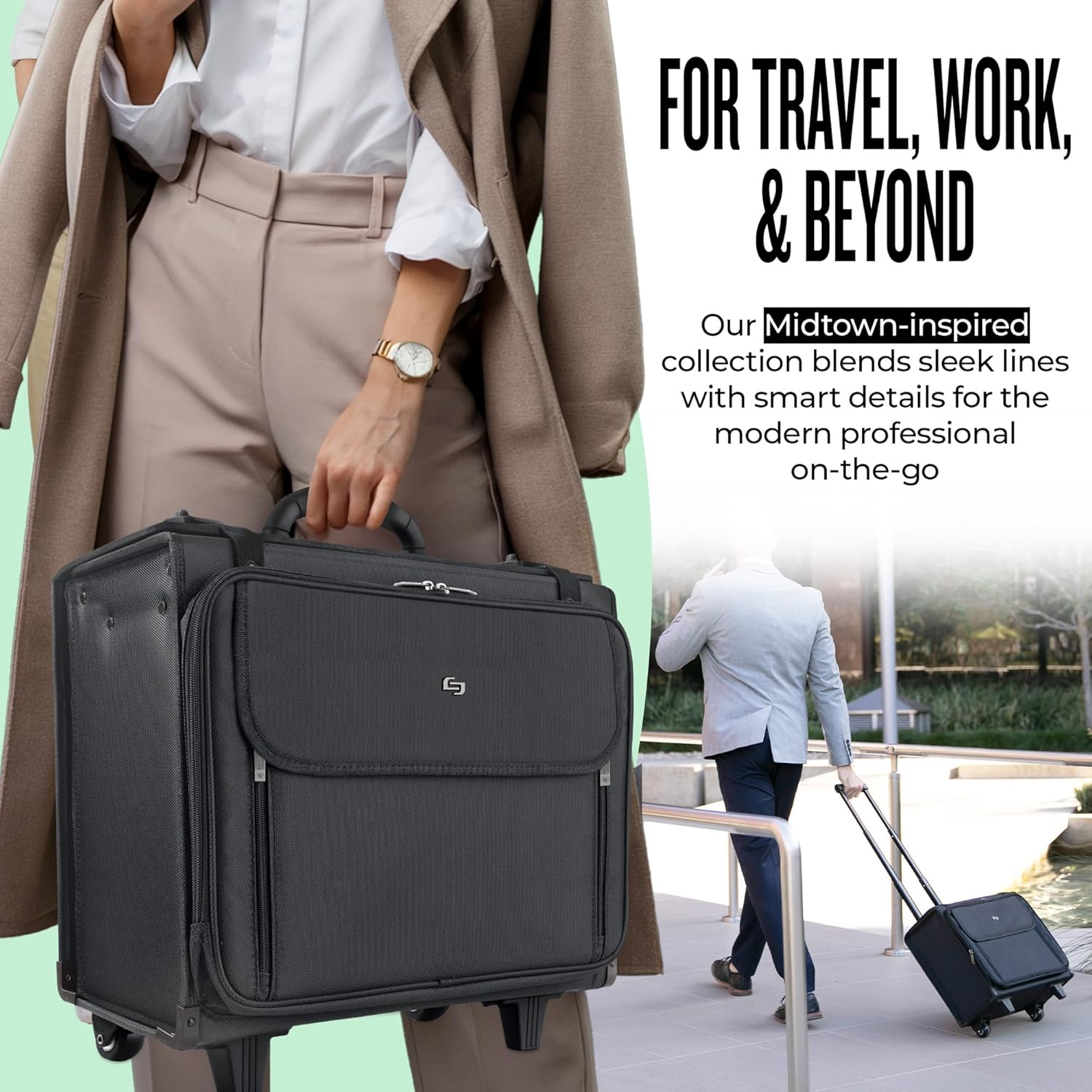 Solo Morgan 17.3 Inch Rolling Laptop Catalog Case with Hanging File System, Black