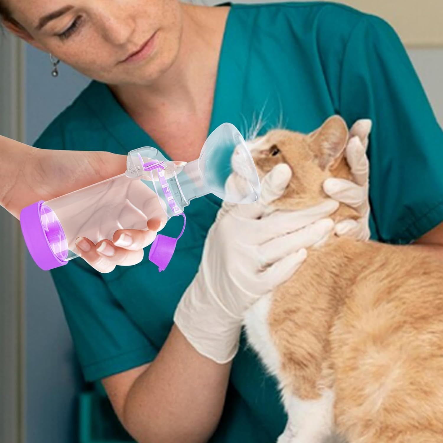 Xunboo Cat Inhaler Spacer with 2 Mask Sizes for Pets Cat and Dog Handheld Inhaler Spacer for MDI | Helps Cat with Breathing & Delivering Medication Fits image number 3