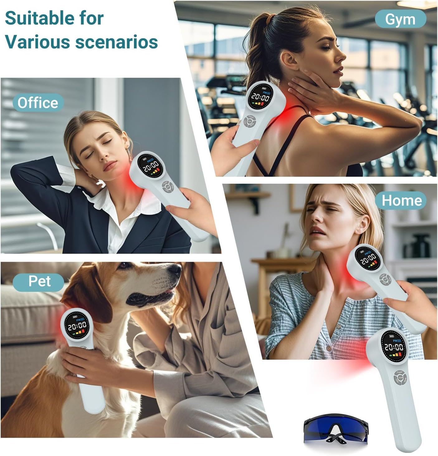 ed ight herapy Device for ain elief, 4X980Nm+4X810Nm+16X660Nm, Handheld Cold ight Device Machine for Relax，Portable near nfrared ight Wand for Pet Dogs Cats at Home image number 2