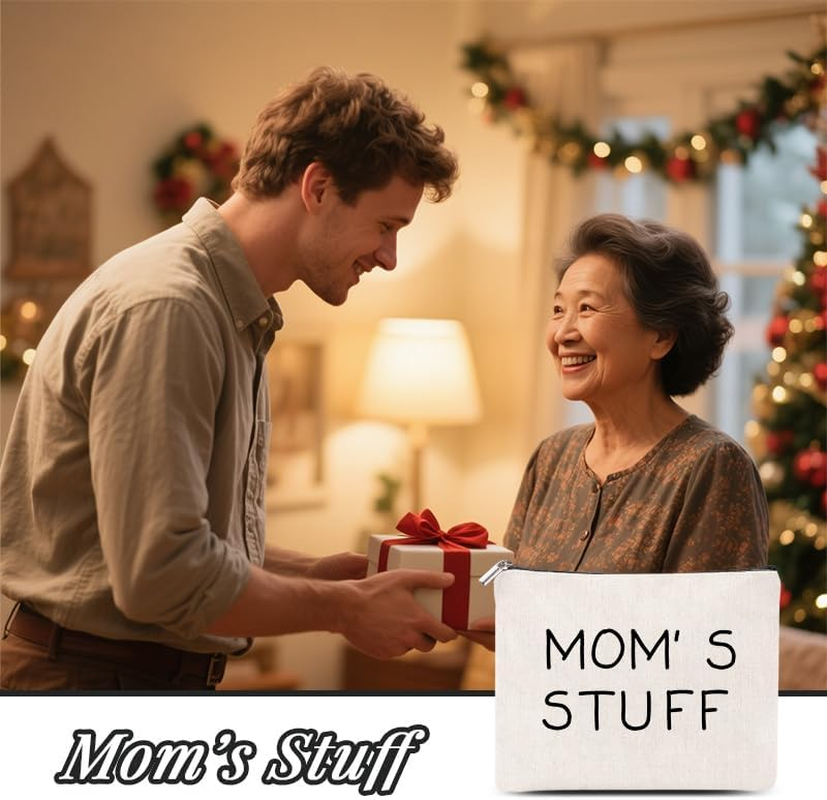 Mom Gift from Daughter Son Mom&rsquo;S Stuff Canvas Cosmetic Bag Purse image number 6