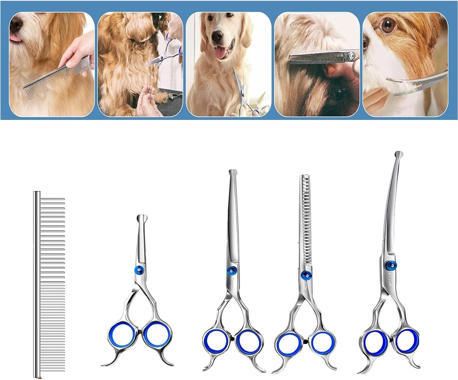 HENWUBEI Professional Dog Grooming Scissors Set - Ultra-Lightweight 80G Silent Trimming Shears, Safety round Tips for Pets Face/Paws, Ergonomic & Adjustable for Home/Pet Salons image number 2
