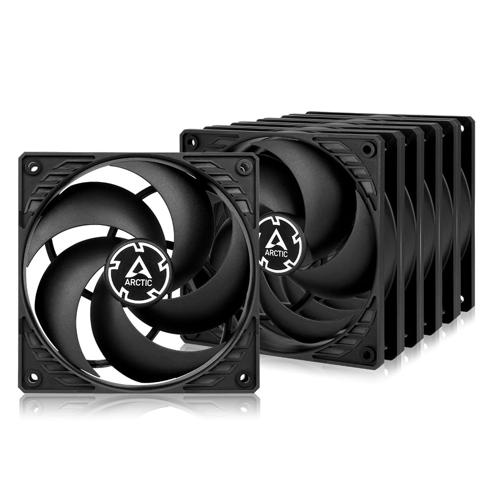 ARCTIC P12 PWM PST Value Pack - 120 Mm Case Fan, Five Pack, PWM Sharing Technology (PST), Pressure-Optimised, Very Quiet Motor, Computer, 200-1800 RPM - Black/Black image number 2