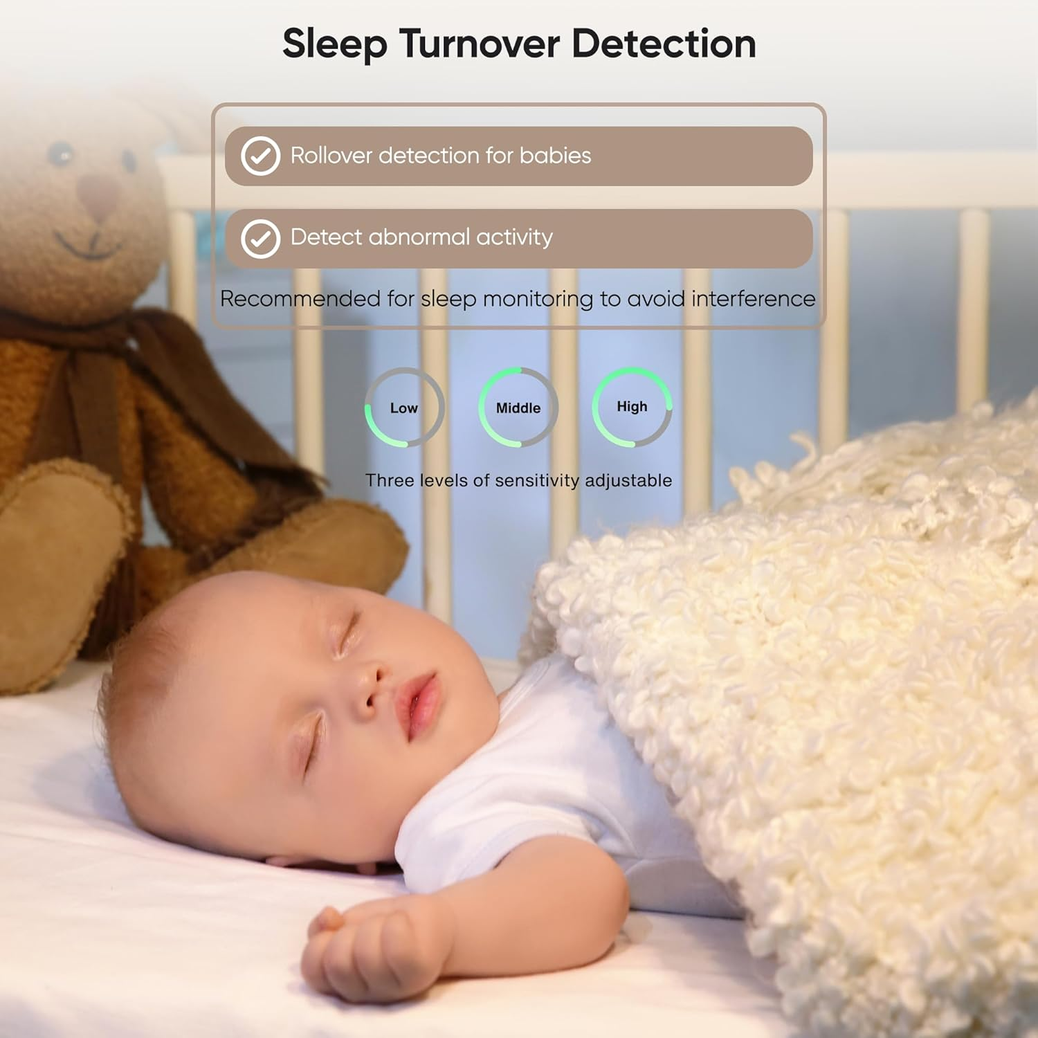 Bonoch 5.5" 1440P Baby Monitor 2 Cameras, Dual Video Monitor with Split Screen, Smart No Wifi Baby Monitor Camera, Detect Sleep Turnover/Cry/Motion, 240H Long-Lasting, Hack Proof, White Noise, Gifts image number 5