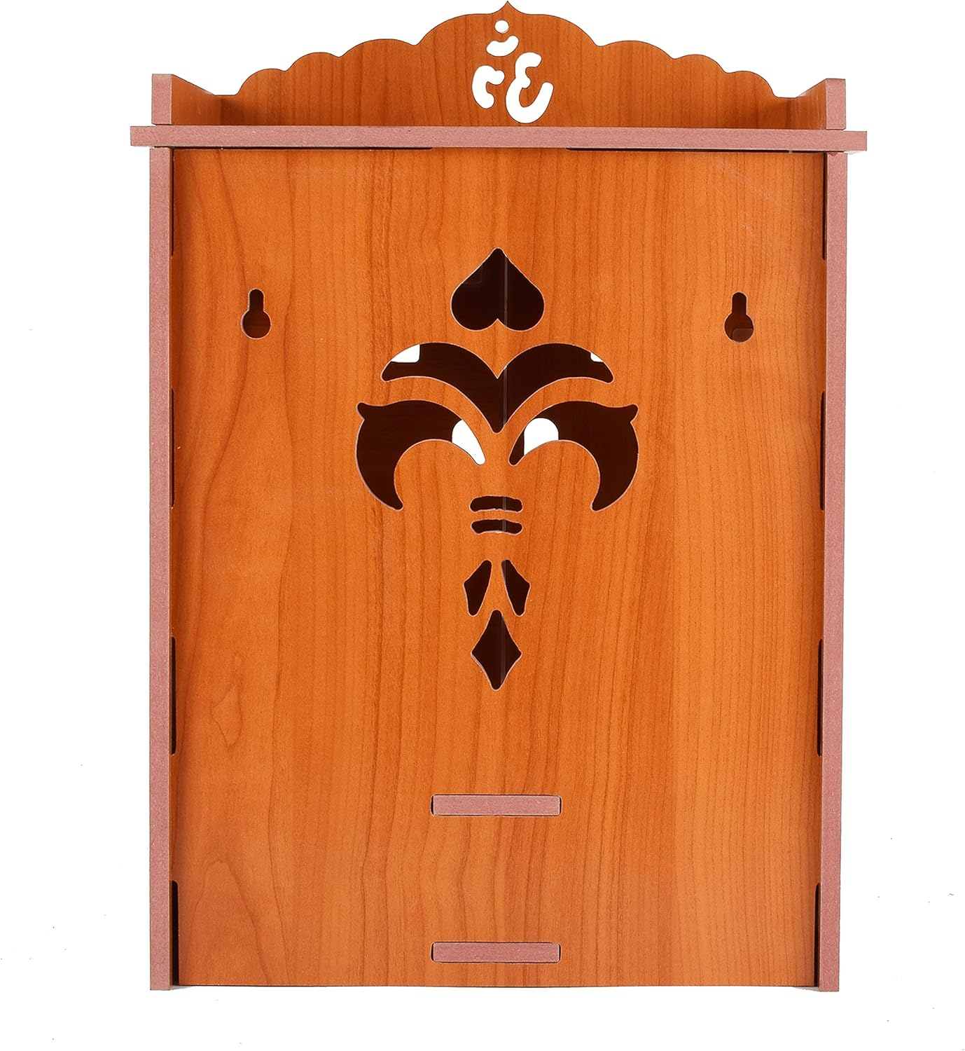 Praha Pooja Mandir for Home Wall Hanging MDF Wooden Temple with Door (Orange) image number 2