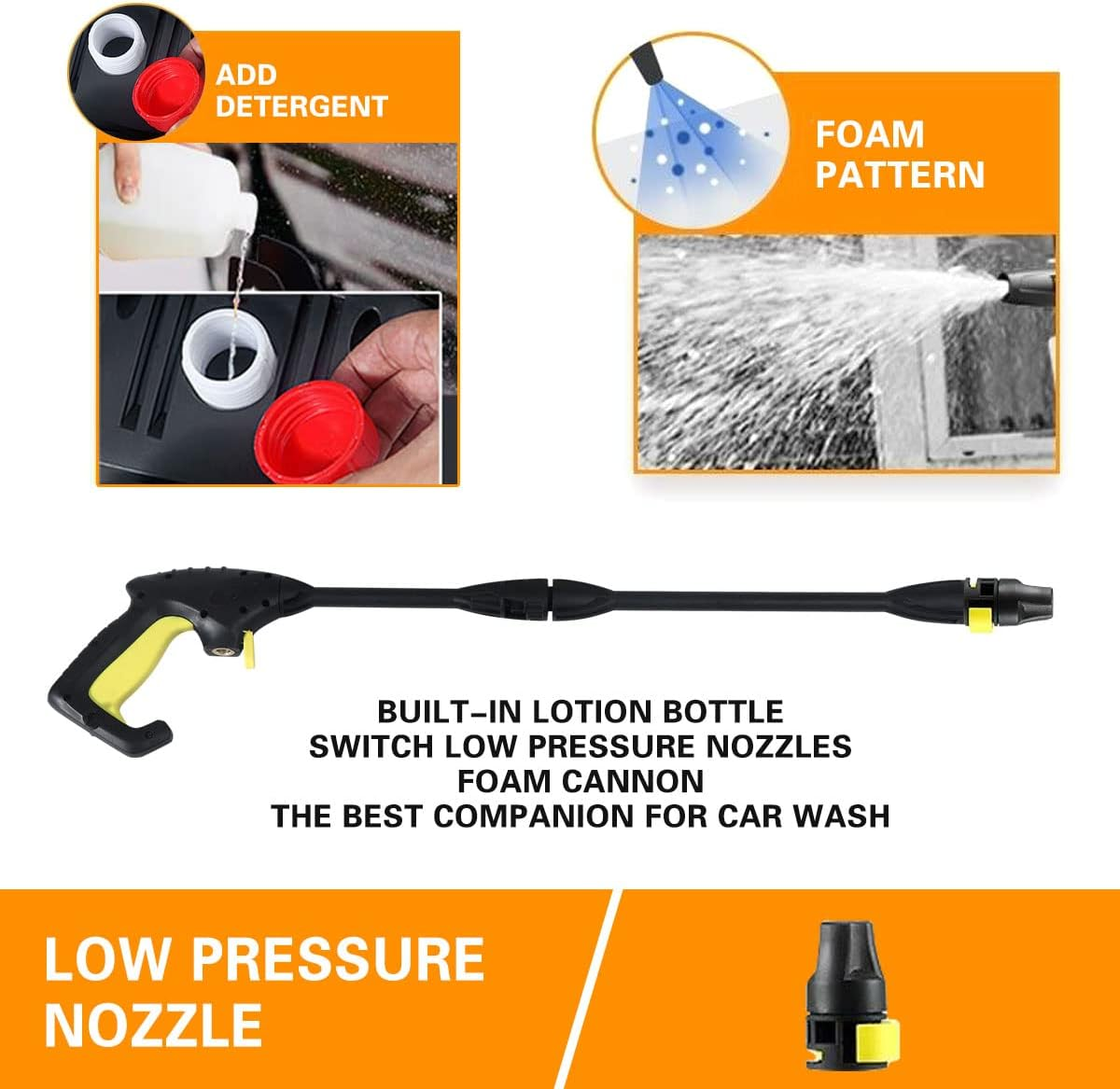 Bestsoon 3600PSI High Pressure Washer, 2200W Electric Power Washer with Spray Gun and Hose Reel, 8M Hose, 6 Nozzles, Brush Head/Rotary Floor Cleaner, Idear for Cleaning & Washing image number 6