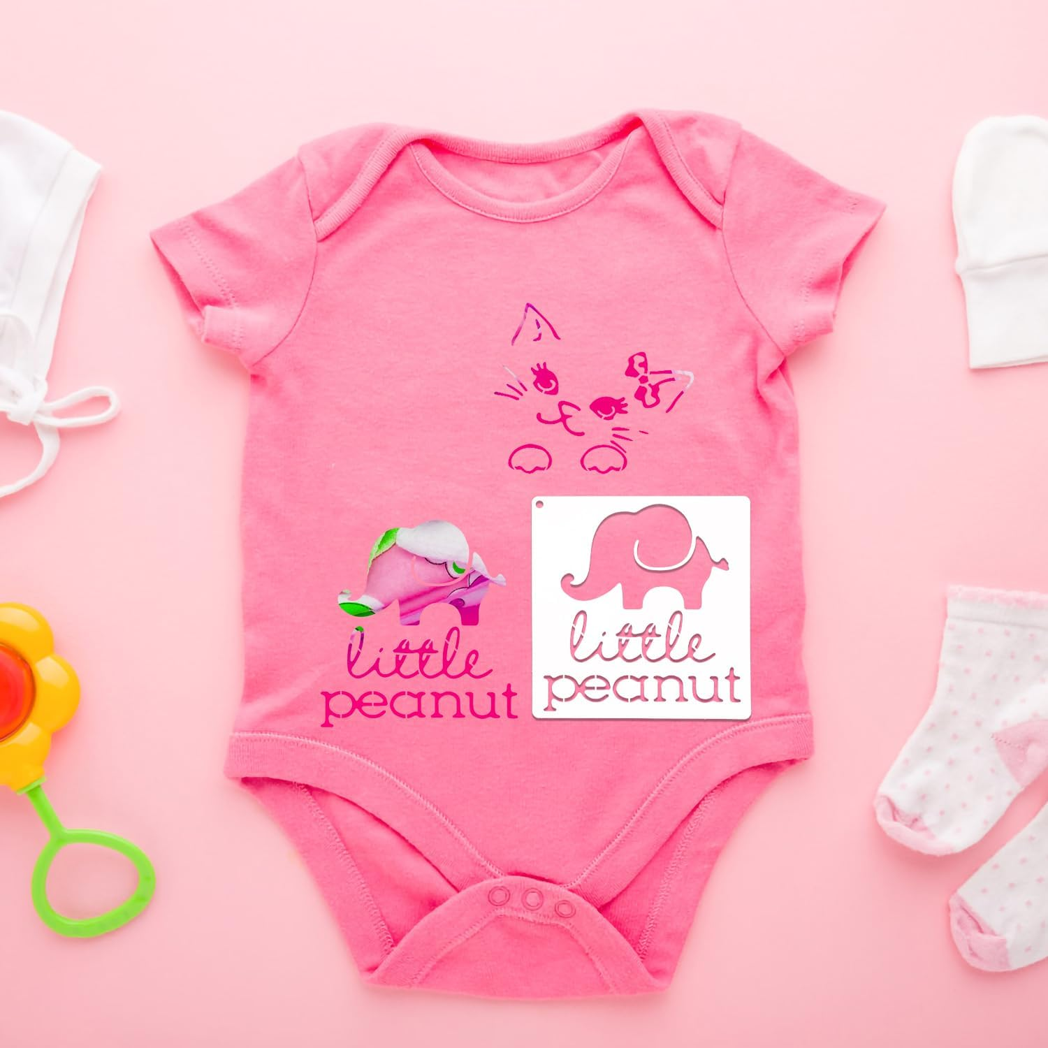 LUTER 22Pcs Baby Shower Stencils for Painting on Fabric, Onesies, Bib, Bodysuit, Bag, Shirt, Shoes image number 2