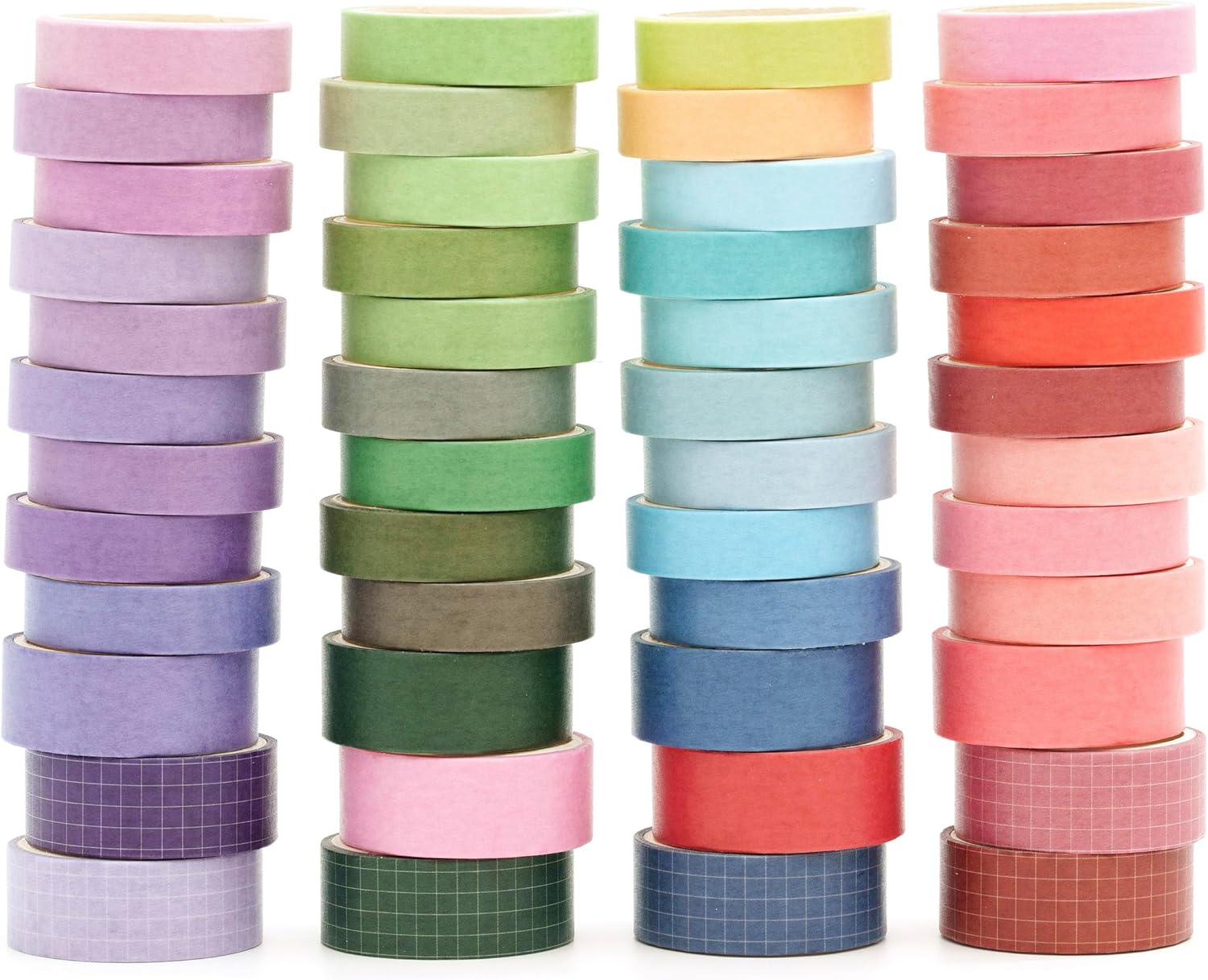 48 Rolls Solid Colors Washi Tape Pack Pastel Colored Arts Adhesive Tapes Basic Decorative Masking Tape Sets for Craft, Kids, Scrapbook, DIY, Gift Wrapping (Cool) image number 4