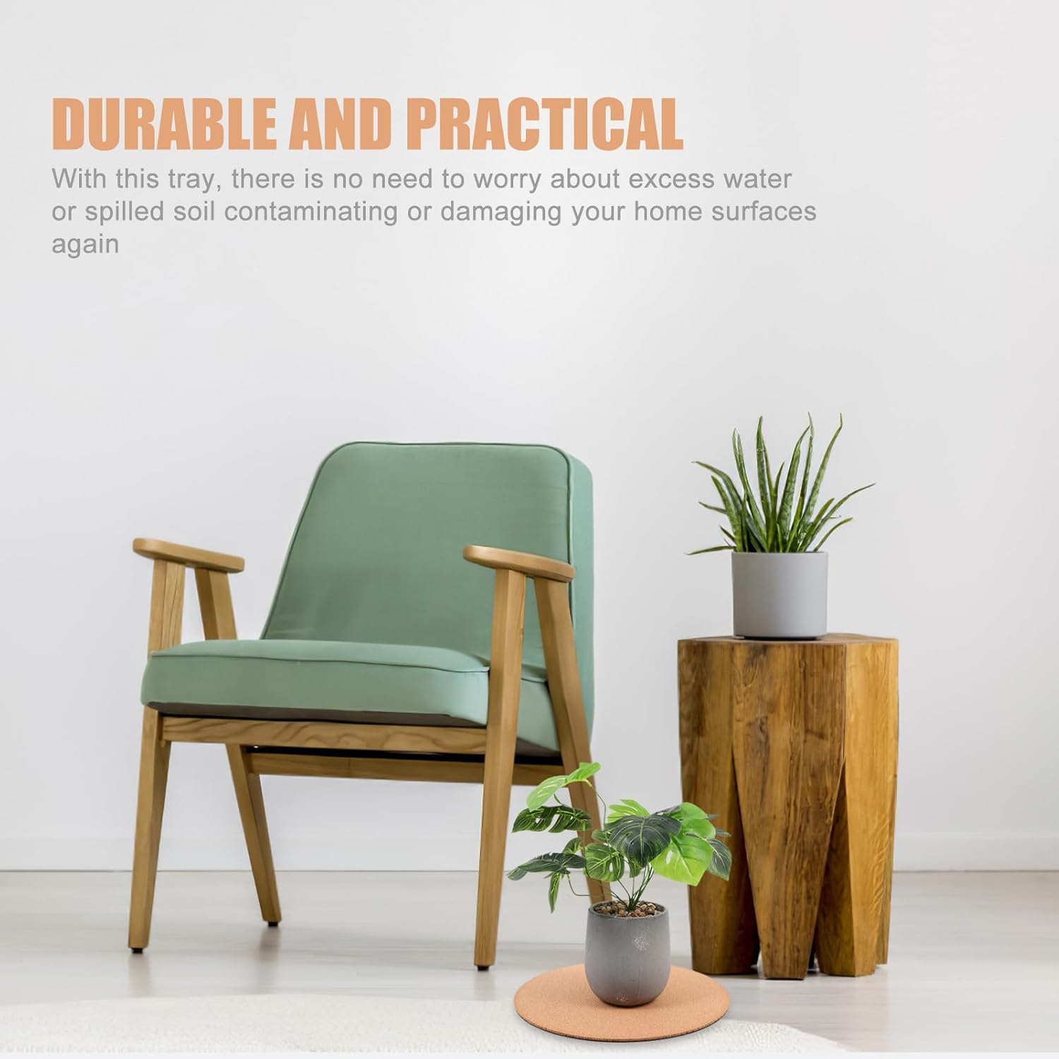 SOIMISS 2Pcs 10-Inch round Cork Plant Mats Absorbent Garden Planter Coaster Pads for Flowerpot Protection in Outdoor and Indoor Gardening image number 1