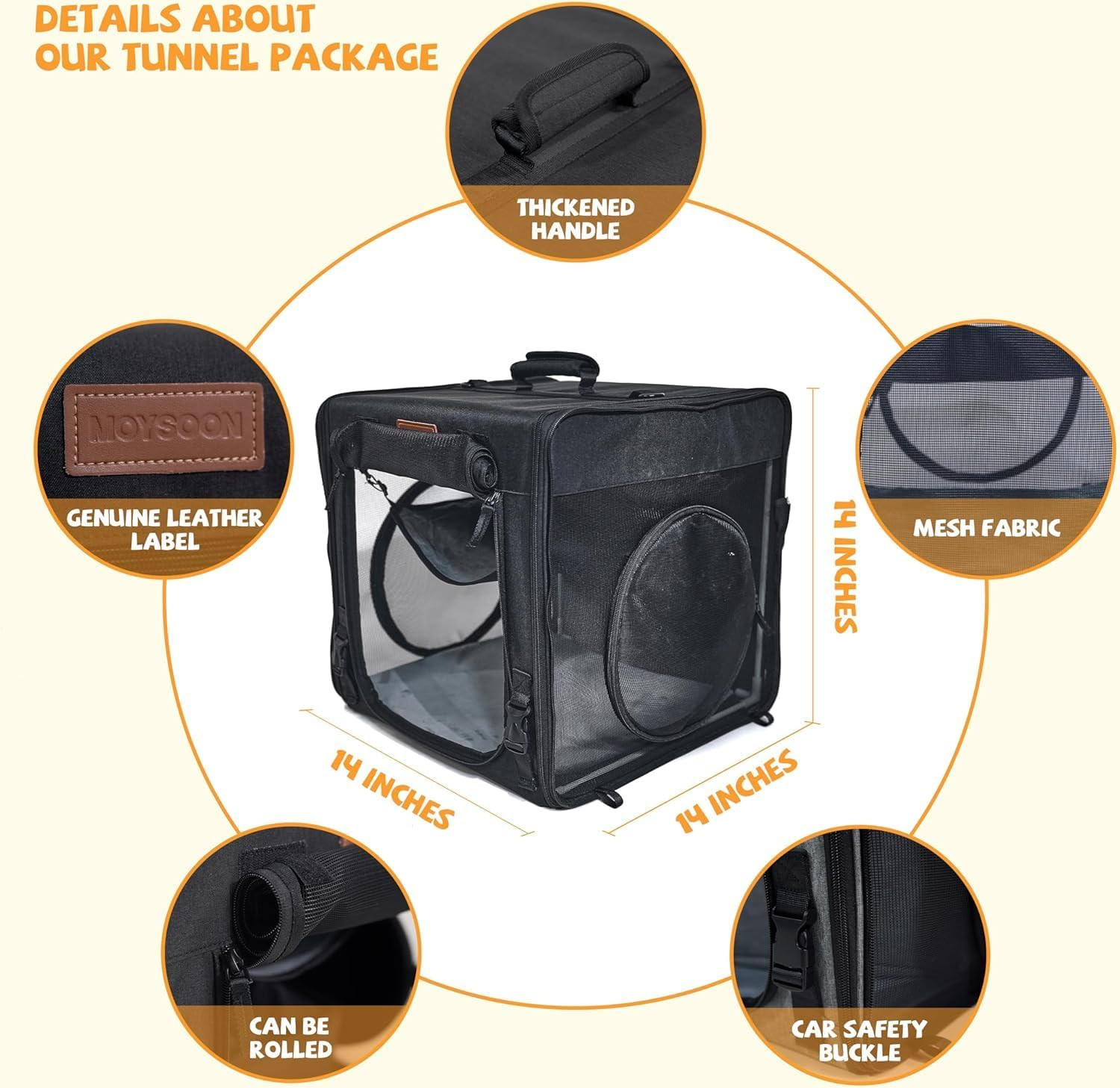 Cat Travel Carrier with Litter Box, Portable Single Cat Carrier, Soft Foldable Design with Shoulder Strap, Hammock & Cushion, Small Size, Grey image number 6