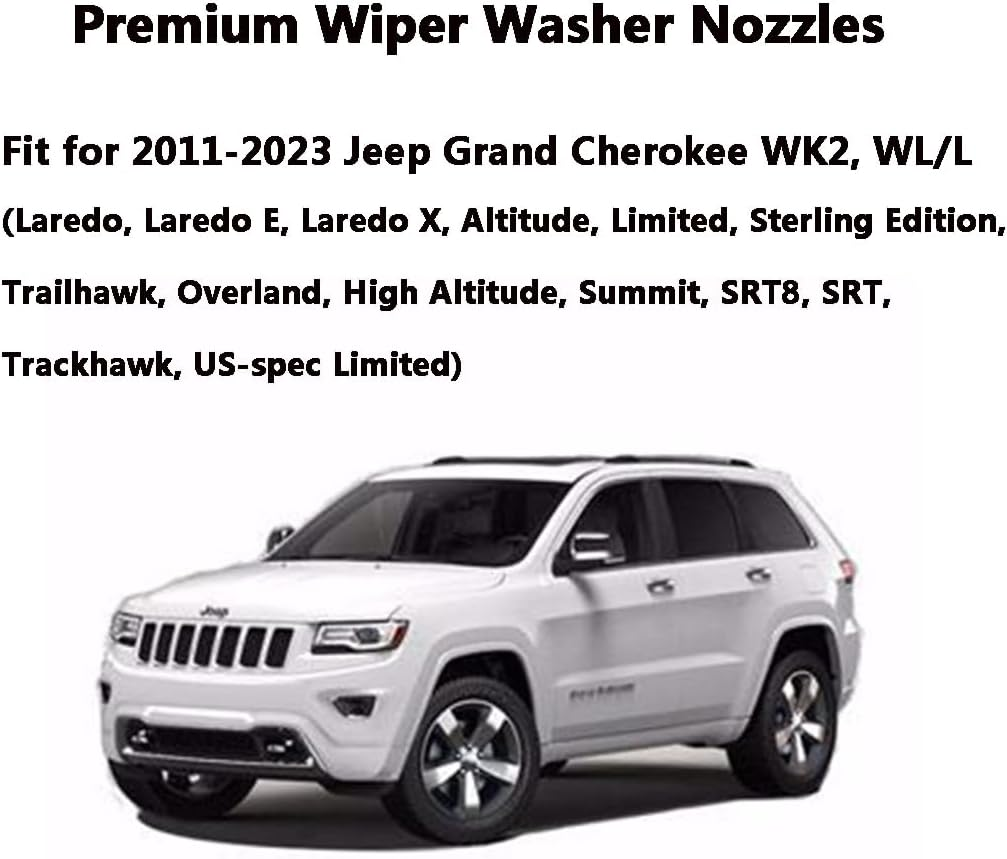 68260443AA Premium Wiper Washer Nozzles Fit for 2005-2023 Jeep Grand Cherokee WK WK2 WL Windshield Washer Fluid Jet Nozzle | Easy to Install | 2 Pack, Ref 55372143AB, Grand Cherokee Accessories image number 2