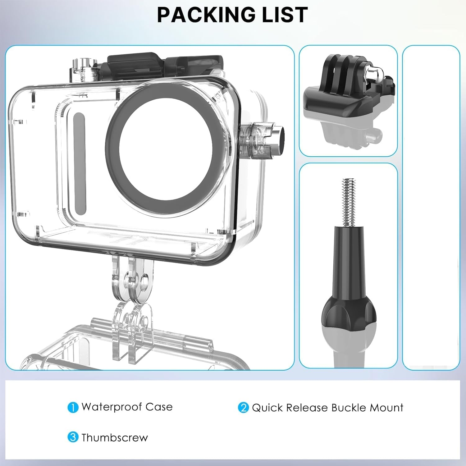 Waterproof Housing Case for DJI Osmo Action 5PRO, Underwater Housing Shell for DJI Action 4/ Action 3 Action, 60M/196FT Protective Underwater Dive Housing Case Shell with Bracket Accessories image number 3