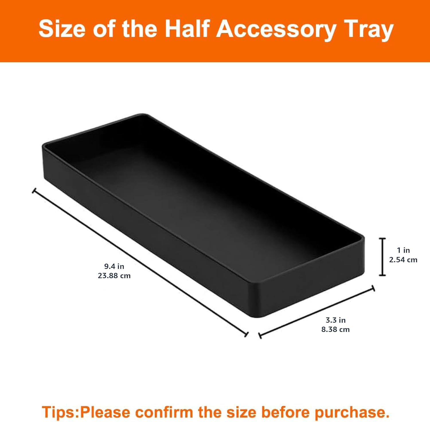 Amazon Basics Plastic Desk Organizer - Half Accessory Tray, Black image number 6