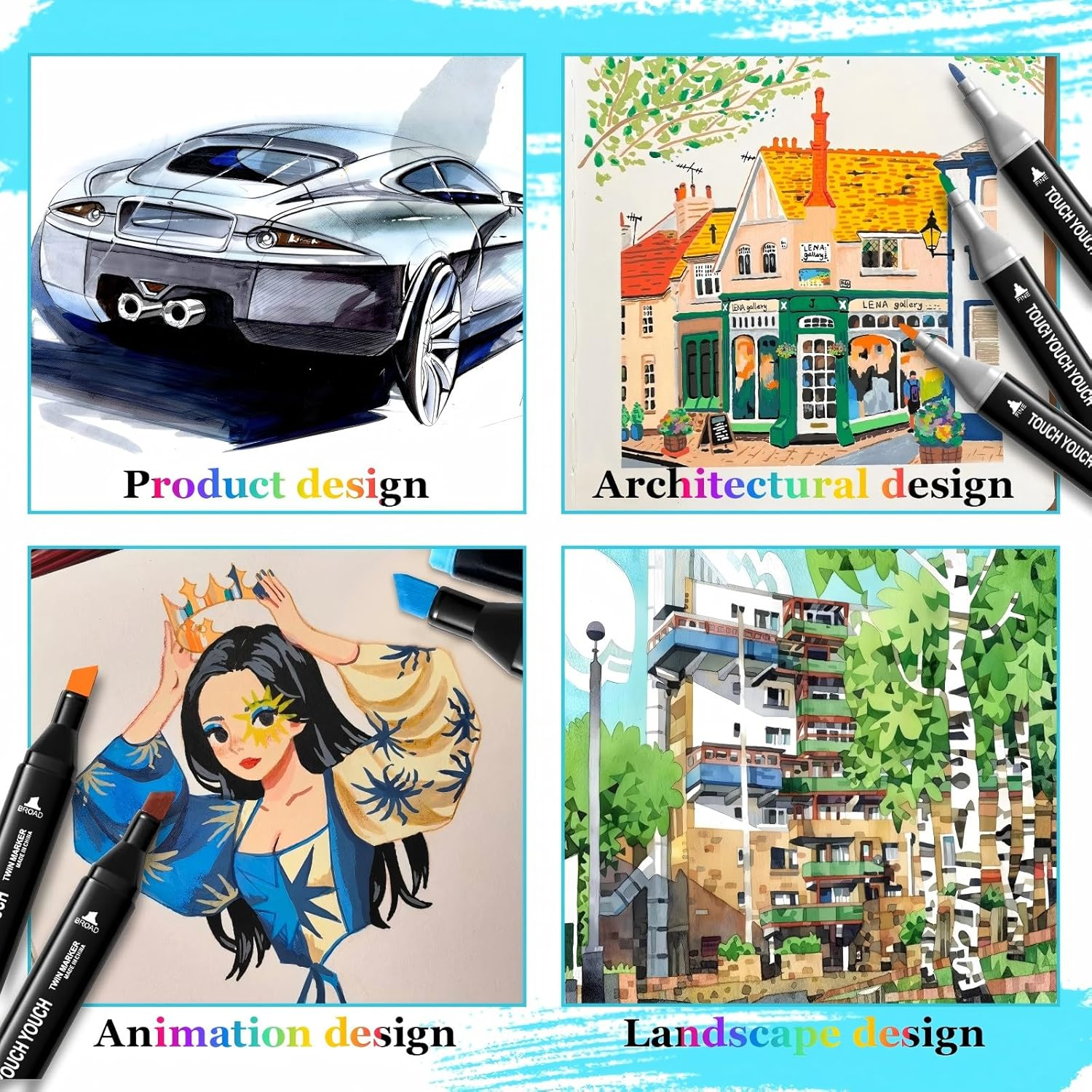 Markers with Base, 262 Colors Markers Artist Drawing Art Dual Tip Markers Perfect for Kids Boys Girls Adult, for Coloring, Highlighting, Illustration Kids Adults Family Art Painting, the Best Gift image number 1