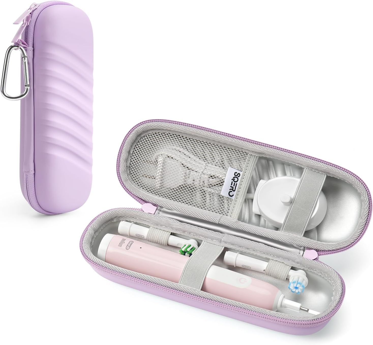 SQERO Electric Toothbrush Case for Oral-B Pro/Io/Philips Sonicare, Waterproof Traveling Toothbrush Storage Bag with Mesh Pocket Covers Protection