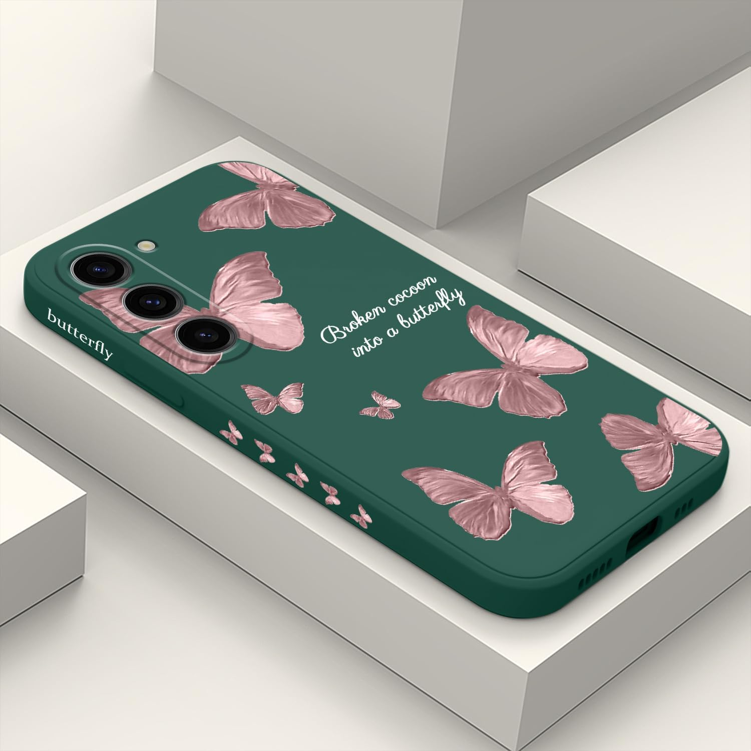 LEECG for Samsung Galaxy S23 Case, Butterfly Flowers anti Slip Shockproof Soft Silicone Protector Phone Cover for Galaxy S23, Daisy Rice White