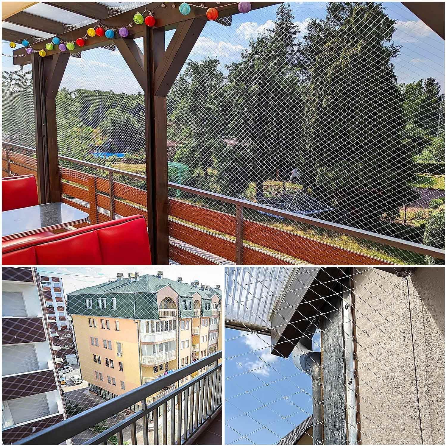 Lovesmile Cat Protection Net, 118 X 393.7 in Bird Protection Net, Tight Mesh, Pigeon Net, Mesh Size 0.98 X 0.98 Inches, Tear-Resistant, Reusable, No Drilling, for Garden, Balcony, Vegetable Gardens Or image number 3