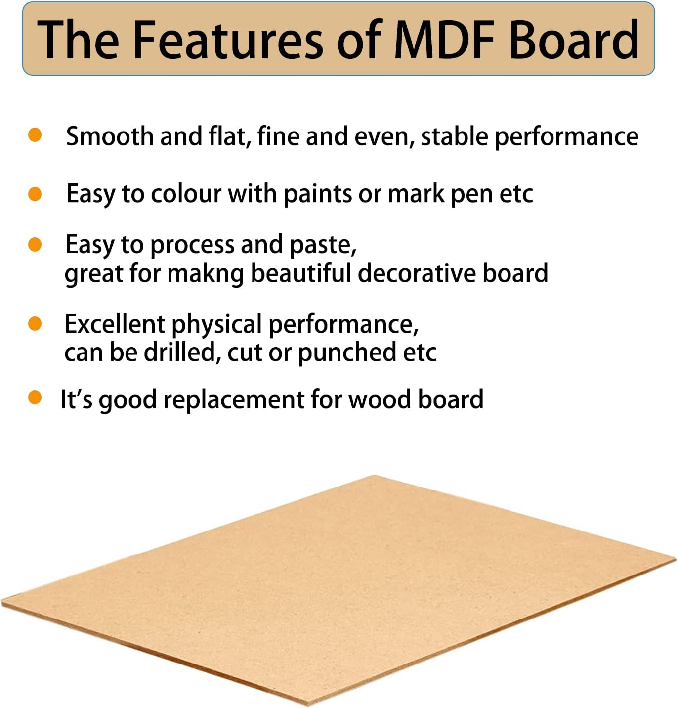 TSKDKIT A3 MDF Wood Boards for Crafts 2Mm Medium Density Fiberboard Wooden Sheet Replacements, MDF Sheet for Laser Engraving, Painting and Decor, Cheaper than Canvas Paper Board(2Pcs, 42 X 30Cm) image number 2