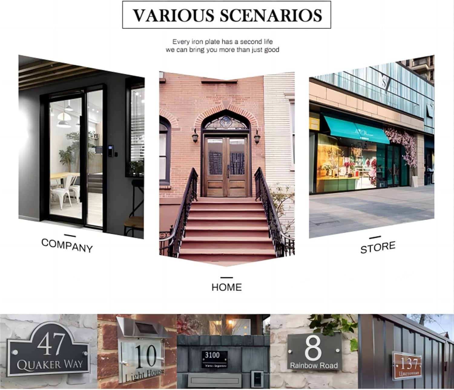 House Numbers for Outside, Personalized Classic House Sign Door Number Street Address Plaque Modern Glass Effect House Number (Color : Black, Size : 14Cm*30Cm) - Black image number 1