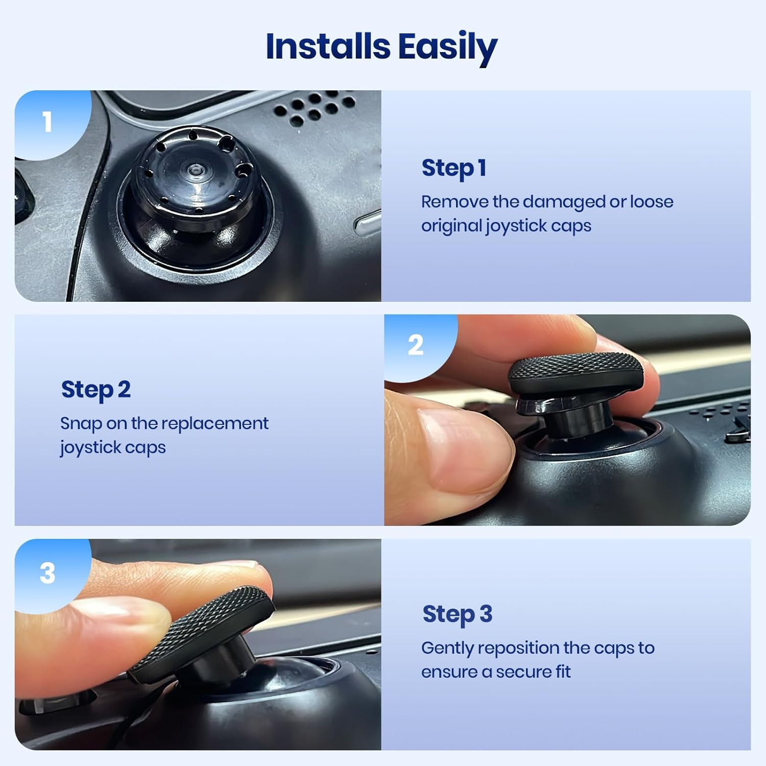 NEWDERY Joystick Replacement Grip Caps for PS4/PS5 Controller, PS5/PS4 Thumb Grips Caps, Anti-Stickiness, Anti-Slip, Anti-Scratch, Anti-Fingerprint, PS4/PS5 Joystick Caps Replacement Parts-(10Pcs) image number 3